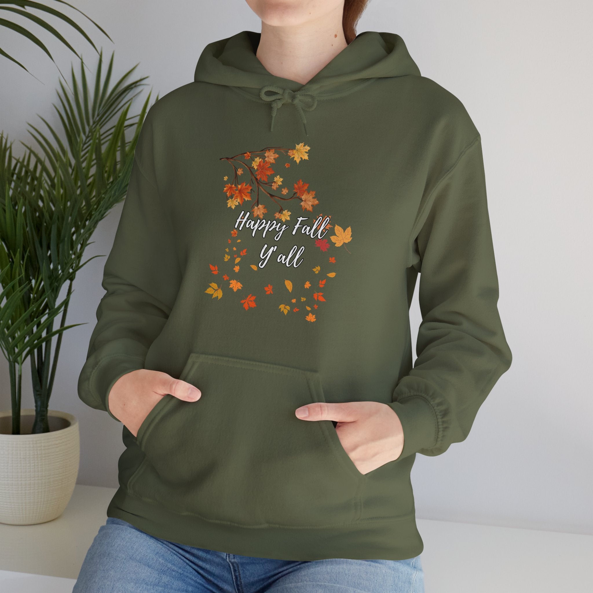 Happy Fall Y'all Hoodie - Cozy Unisex Sweatshirt for Autumn, Thanksgiving Gift, Seasonal Wear, Fall Fashion, Leaf Design