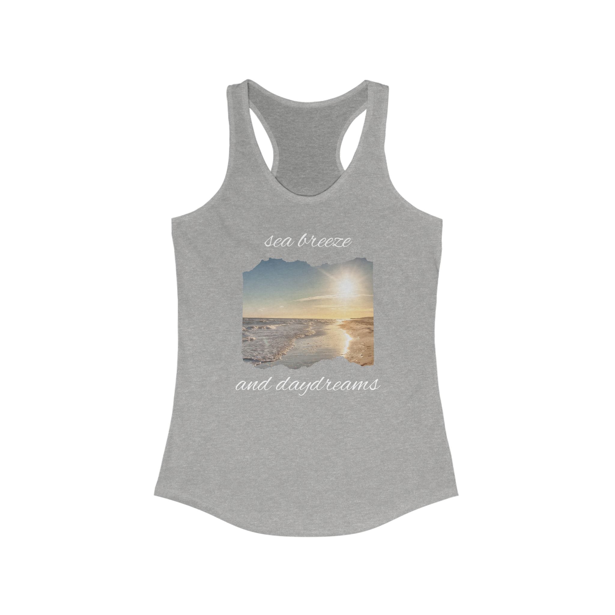 Women's Beachy Racerback Tank, Sea Breeze and Daydreams, Summer Top, Vacation Wear, Gift for Her, Casual Summer Style