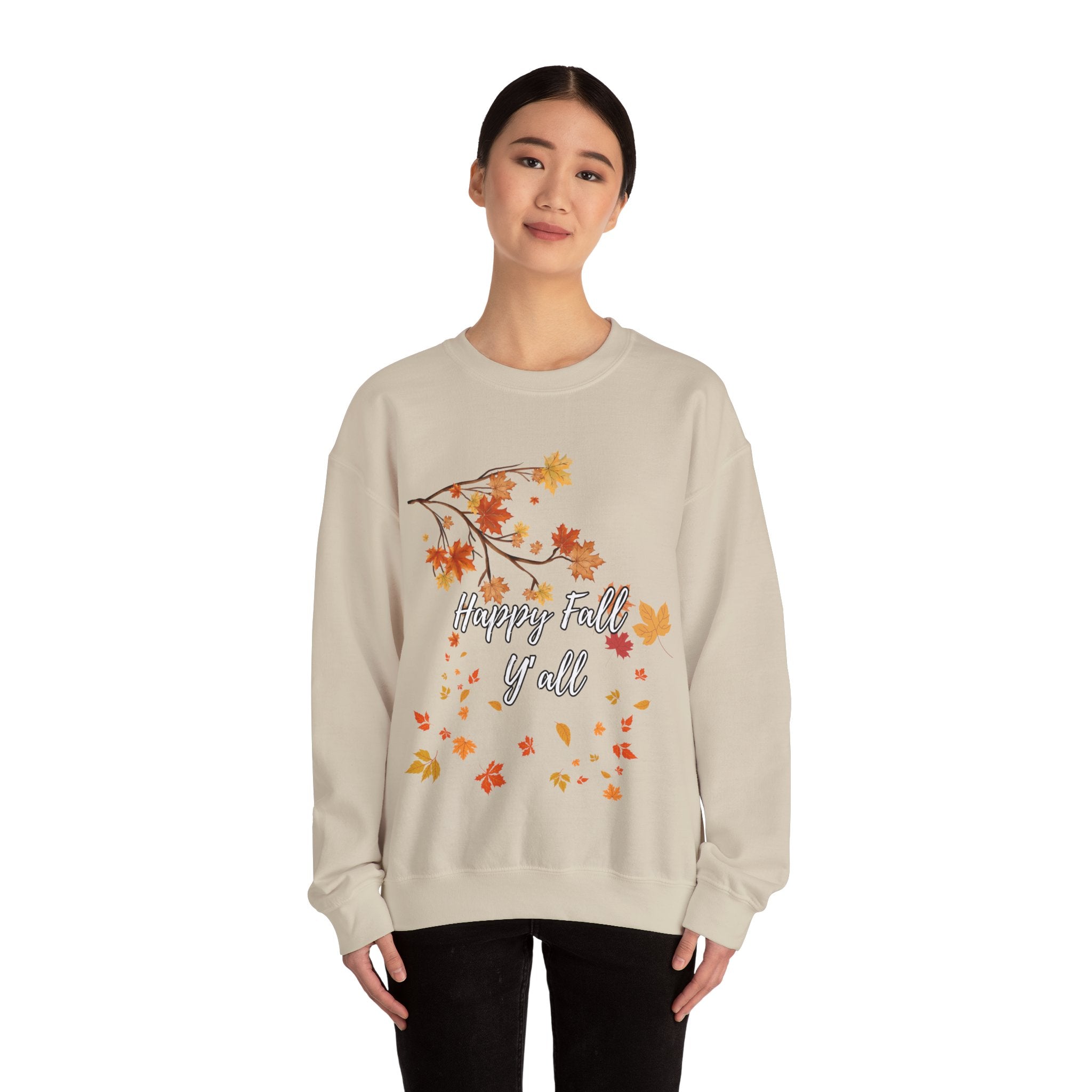Autumn Leaves Sweatshirt, Happy Fall Y'all Crewneck, Cozy Fall Apparel, Thanksgiving Gift, Seasonal Fashion