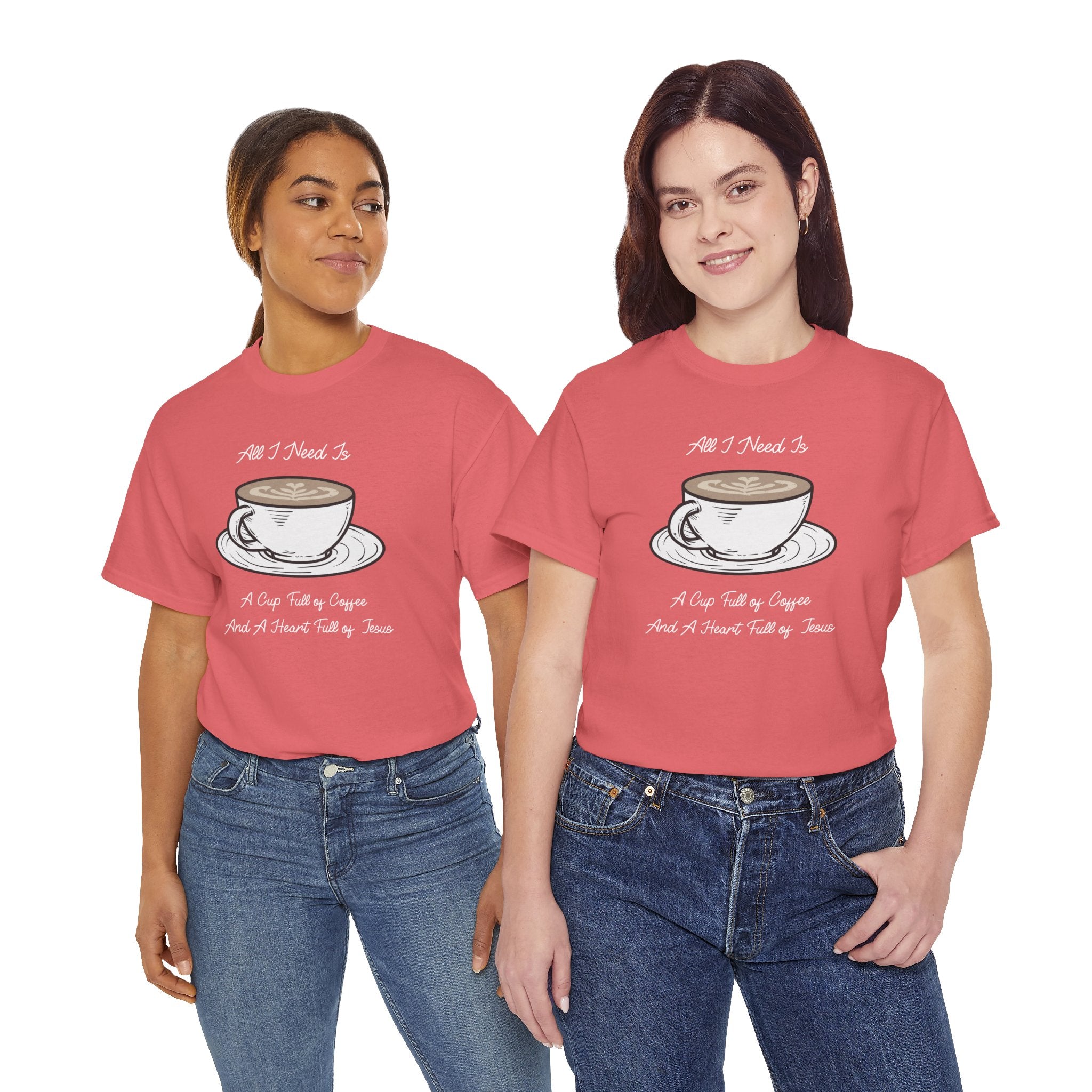 Unisex Heavy Cotton Tee with Coffee and Faith Design - Perfect for Coffee Lovers, Christians, Gifts, Casual Wear, and Everyday Comfort