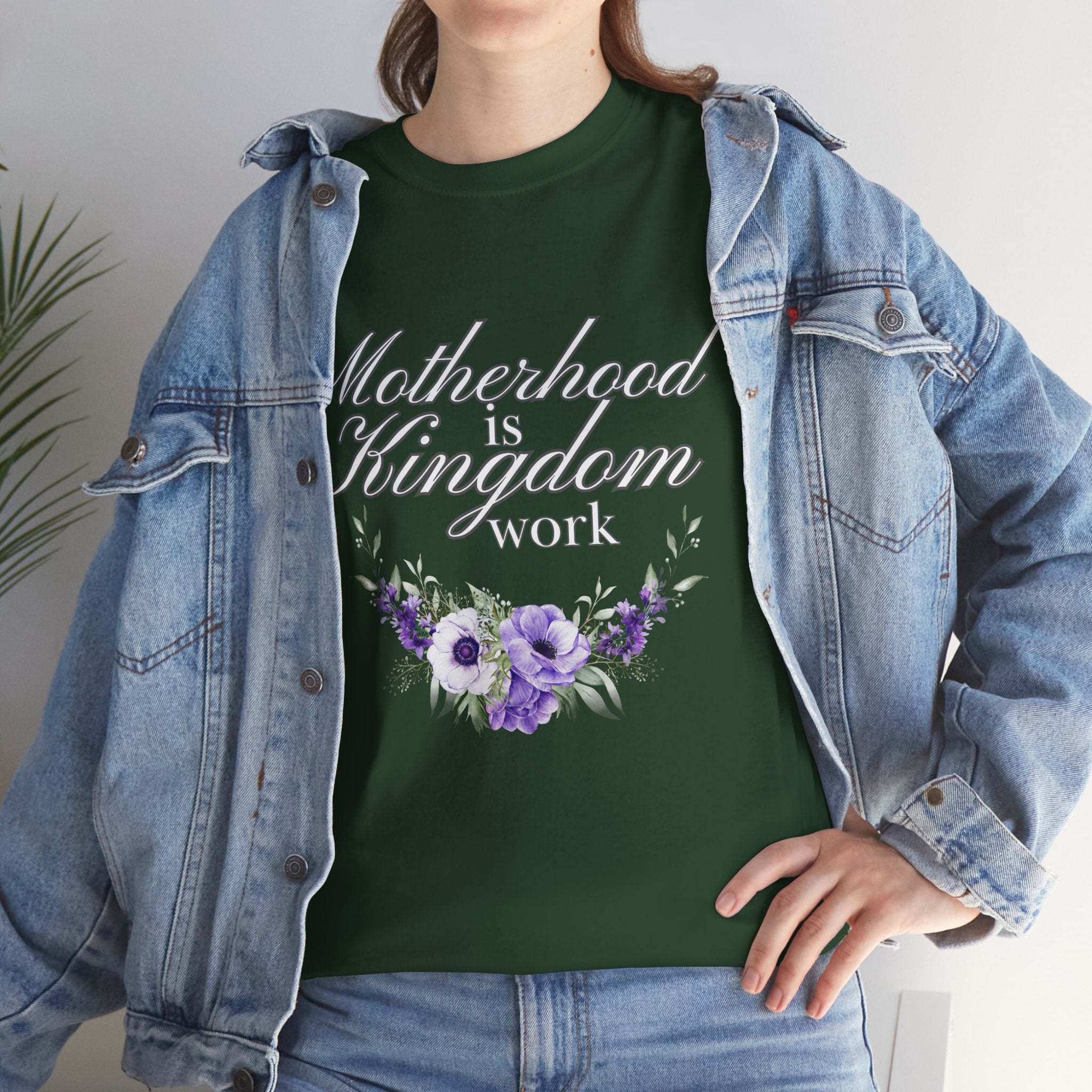 Motherhood is Kingdom Work Unisex Tee - Celebrate Motherhood, Gift for Moms, Cute Floral Design, Relaxed Fit, Everyday Wear