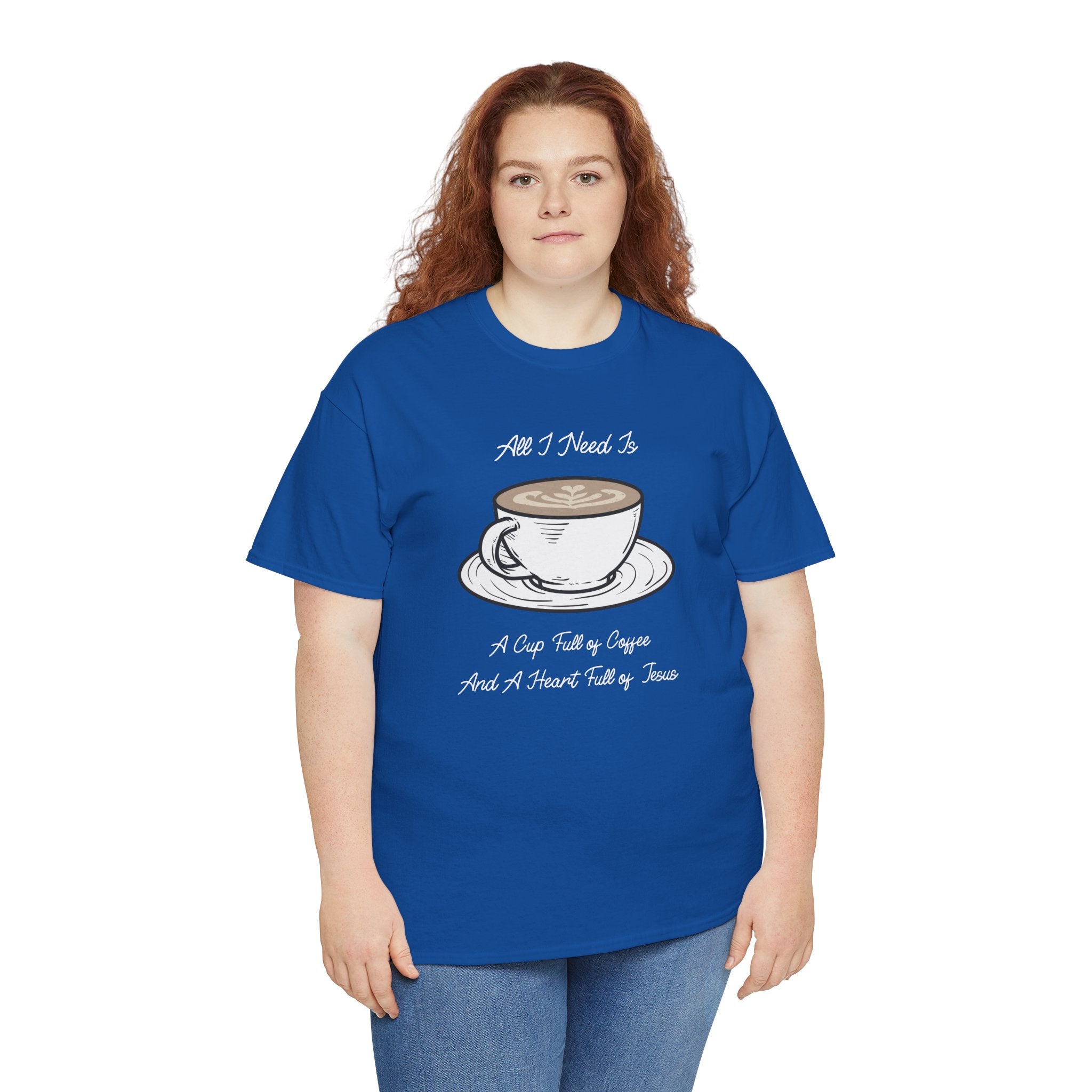 Unisex Heavy Cotton Tee with Coffee and Faith Design - Perfect for Coffee Lovers, Christians, Gifts, Casual Wear, and Everyday Comfort