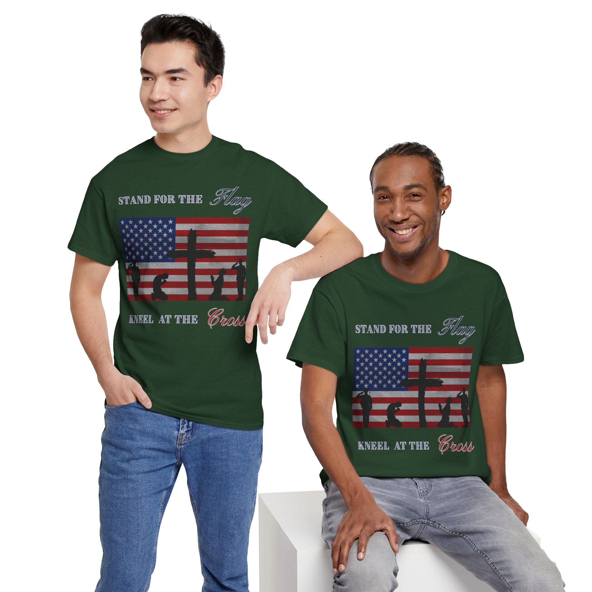 Patriotic Faith Unisex Heavy Cotton Tee, Stand for the Flag Shirt, Christian Style Tee, Independence Day Gift, Faith Based Apparel