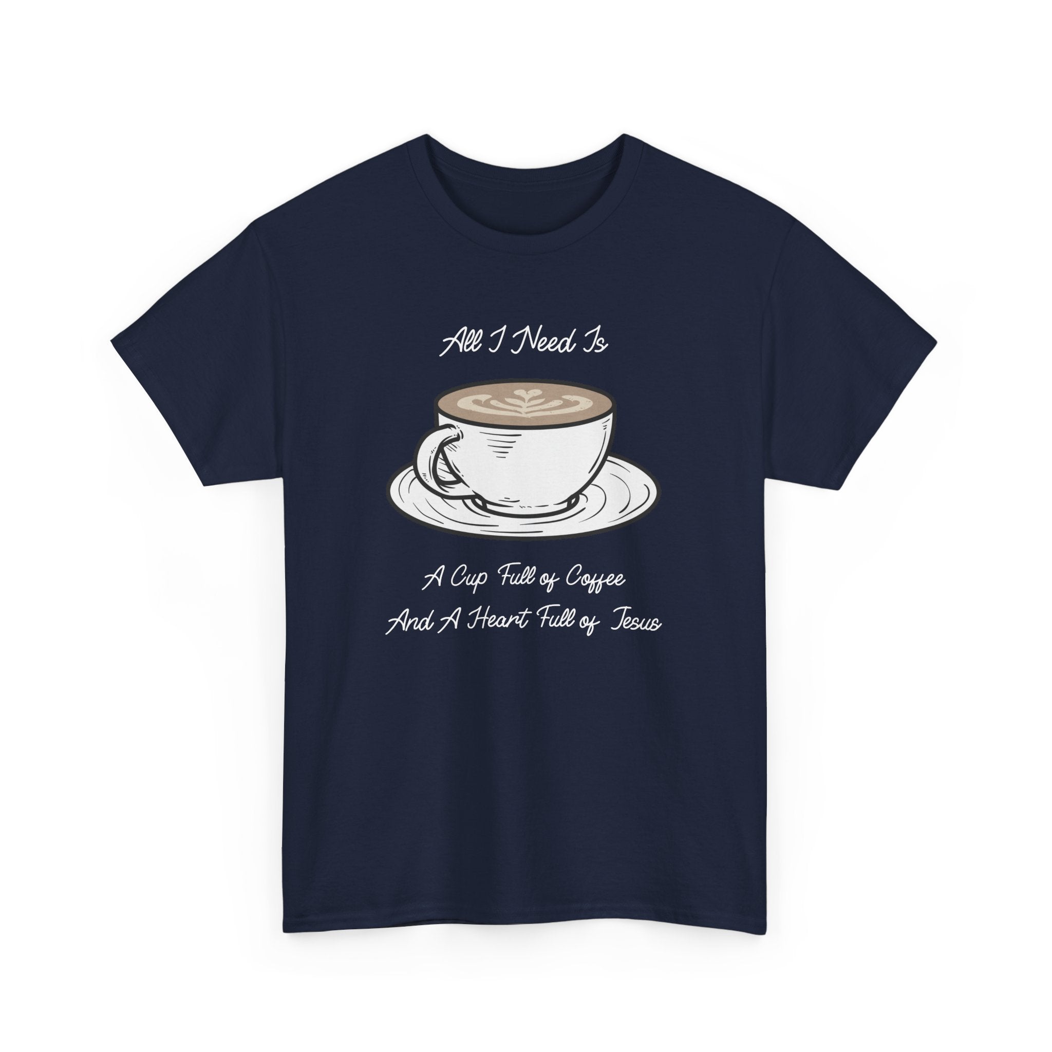 Unisex Heavy Cotton Tee with Coffee and Faith Design - Perfect for Coffee Lovers, Christians, Gifts, Casual Wear, and Everyday Comfort