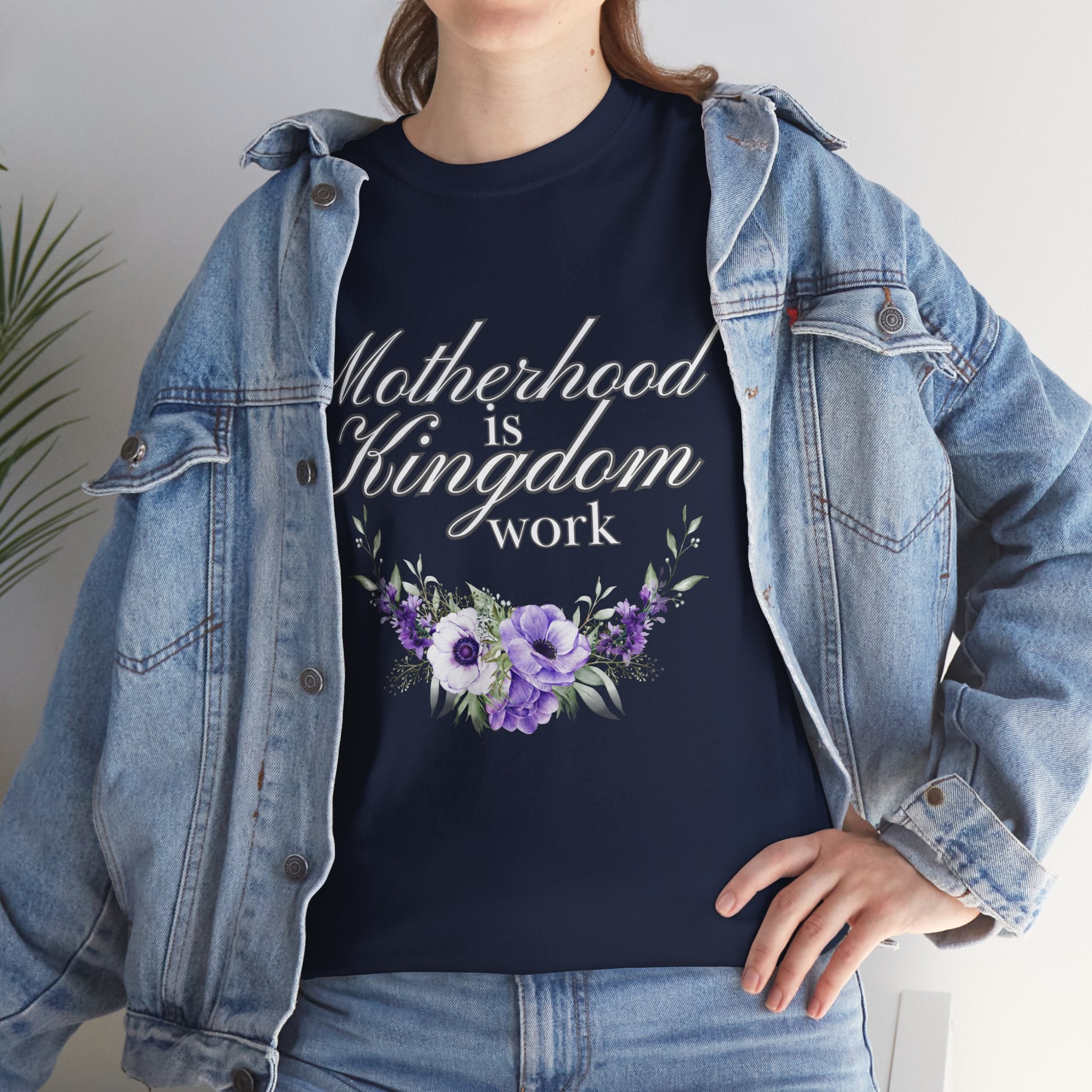 Motherhood is Kingdom Work Unisex Tee - Celebrate Motherhood, Gift for Moms, Cute Floral Design, Relaxed Fit, Everyday Wear