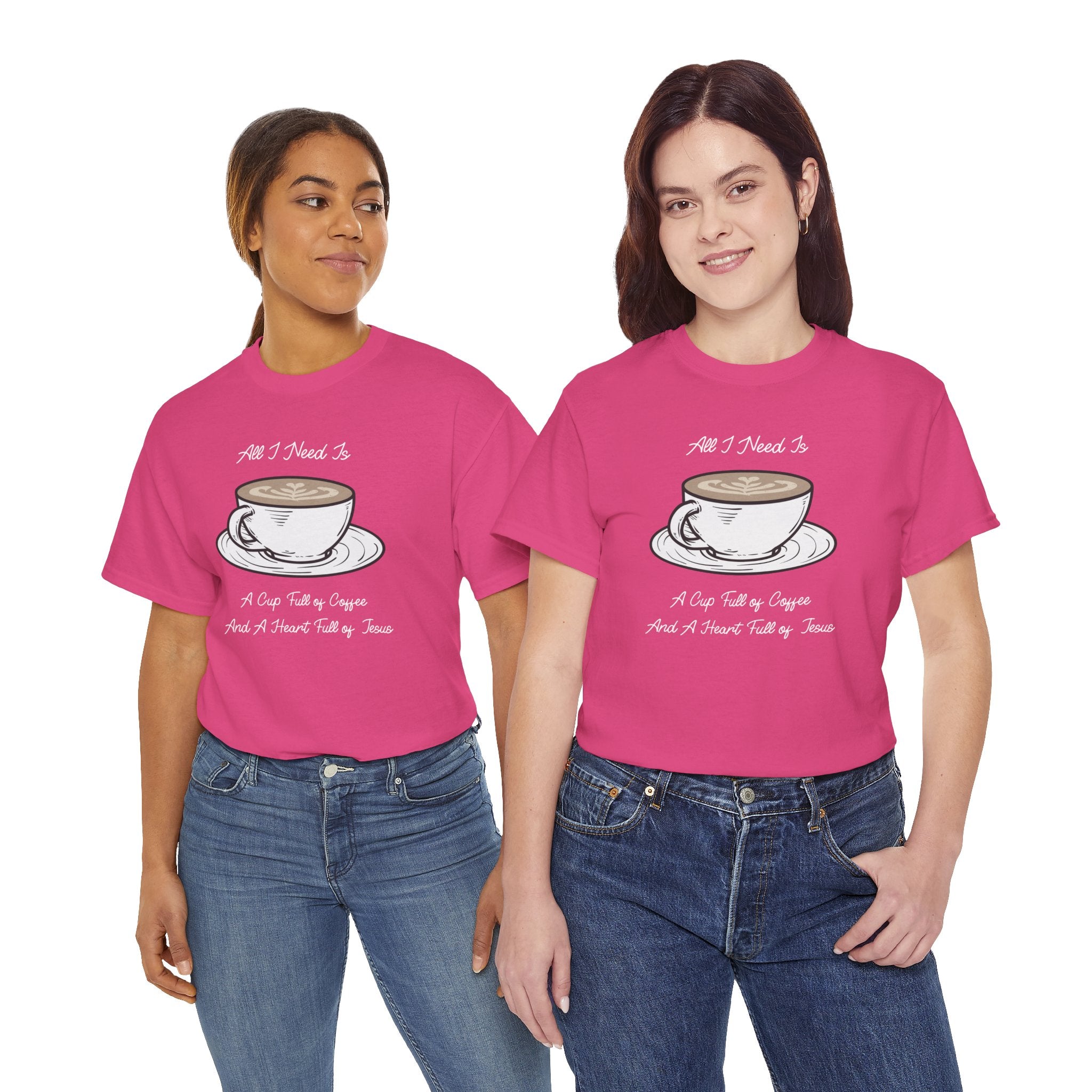 Unisex Heavy Cotton Tee with Coffee and Faith Design - Perfect for Coffee Lovers, Christians, Gifts, Casual Wear, and Everyday Comfort