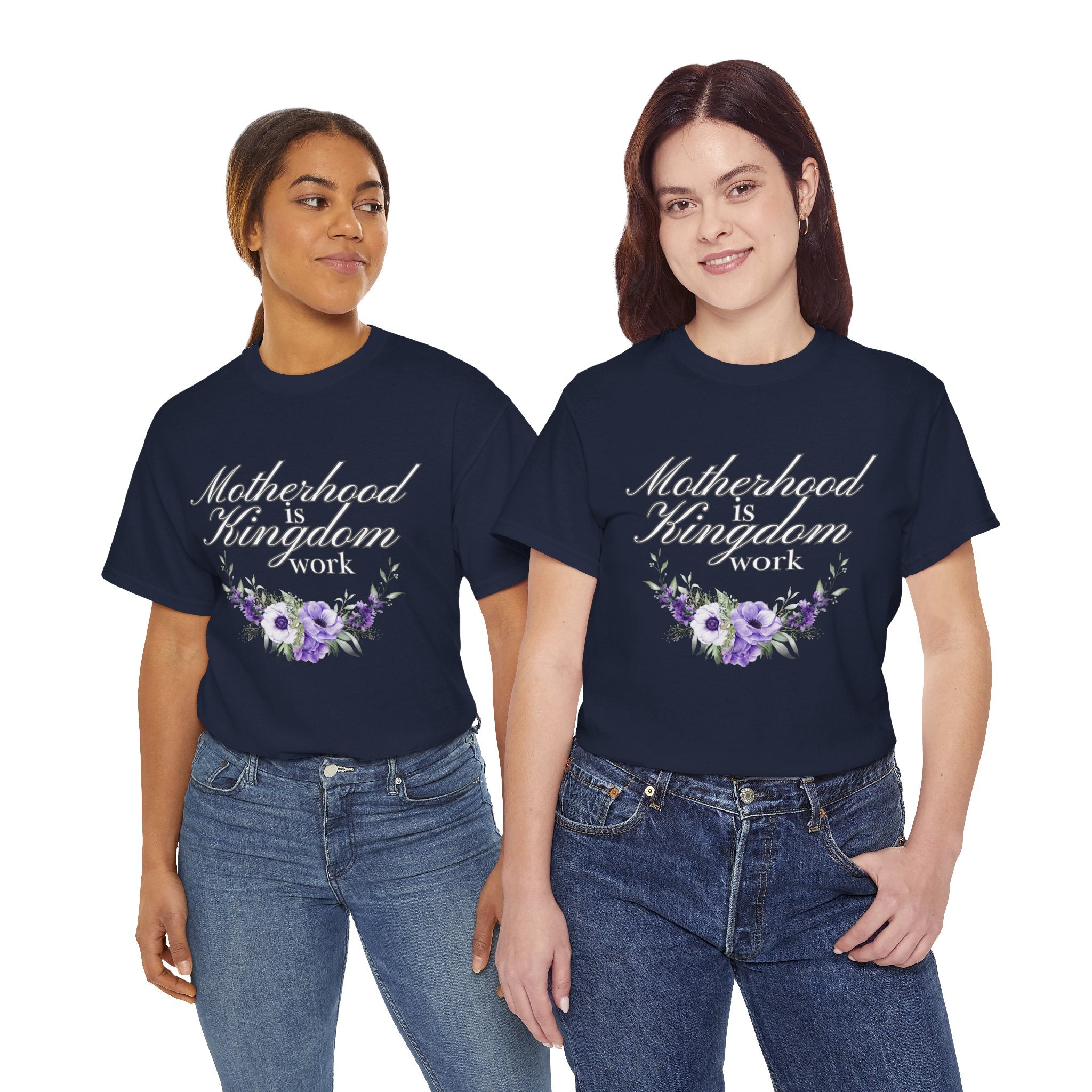 Motherhood is Kingdom Work Unisex Tee - Celebrate Motherhood, Gift for Moms, Cute Floral Design, Relaxed Fit, Everyday Wear