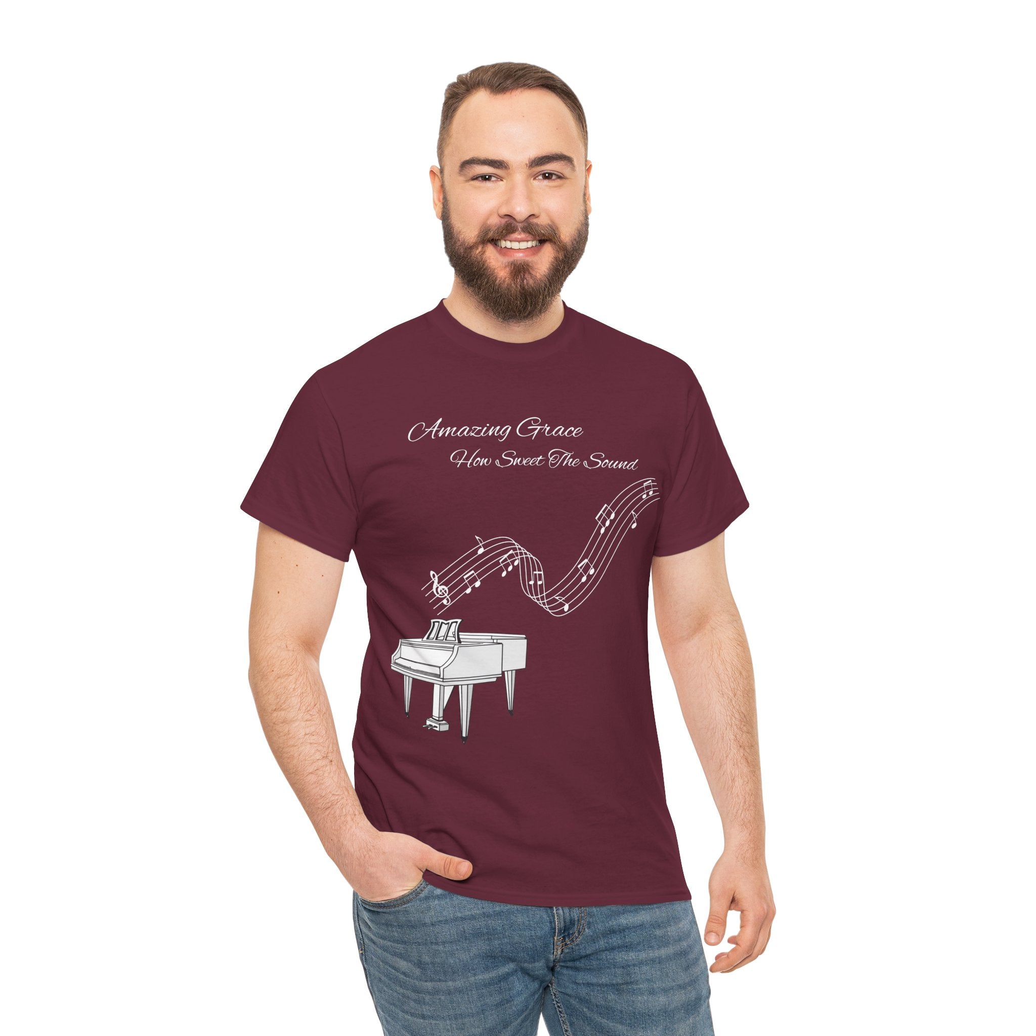 Music Lover's Unisex Tee - Amazing Grace Design, Perfect Gift for Musicians, Casual Wear, Music Event Shirt, Piano Lovers Top