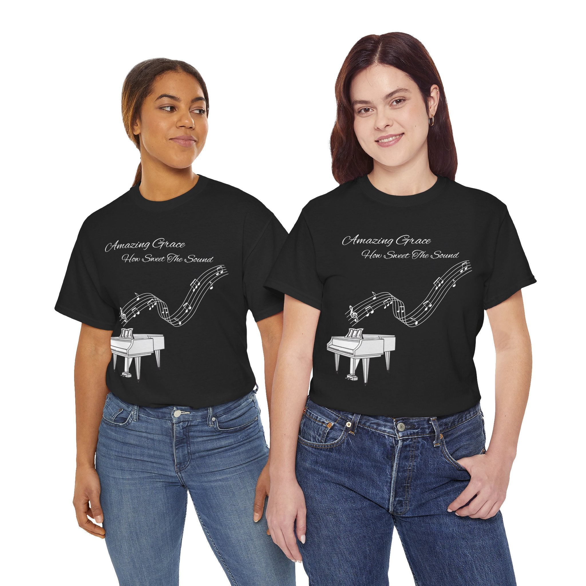 Music Lover's Unisex Tee - Amazing Grace Design, Perfect Gift for Musicians, Casual Wear, Music Event Shirt, Piano Lovers Top