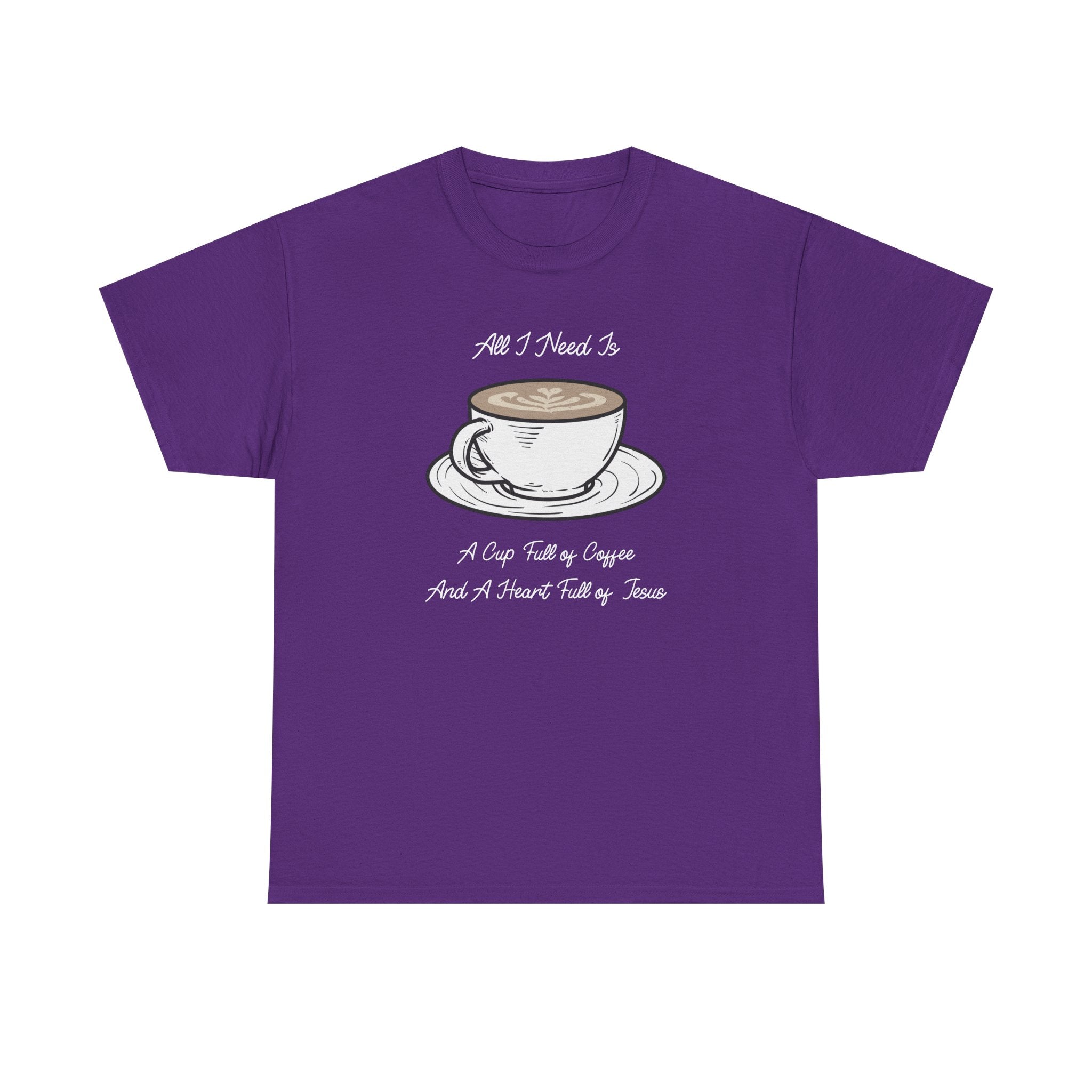 Unisex Heavy Cotton Tee with Coffee and Faith Design - Perfect for Coffee Lovers, Christians, Gifts, Casual Wear, and Everyday Comfort