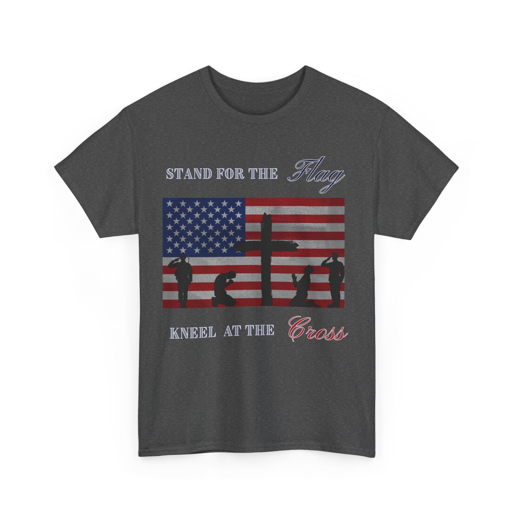 Patriotic Faith Unisex Heavy Cotton Tee, Stand for the Flag Shirt, Christian Style Tee, Independence Day Gift, Faith Based Apparel