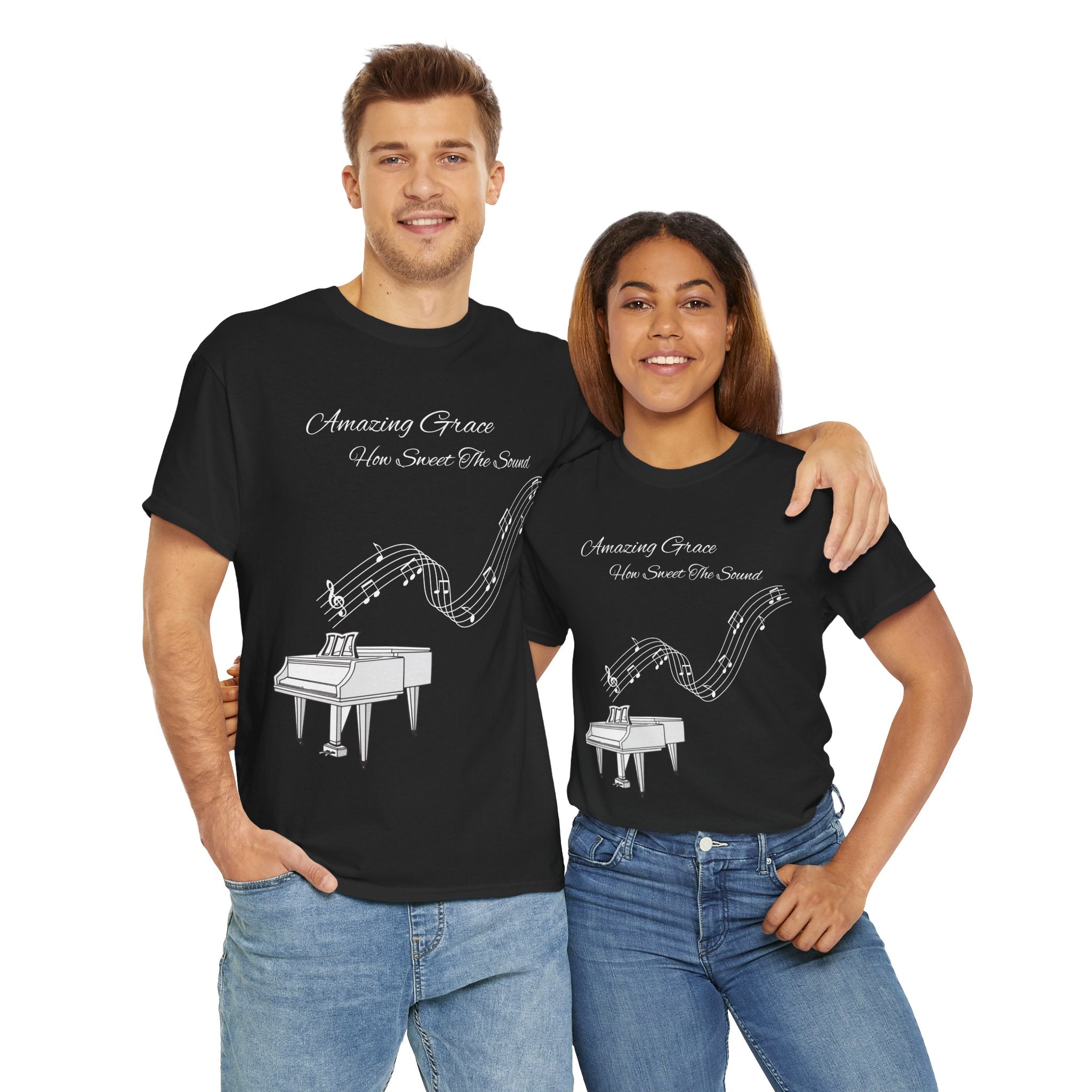 Music Lover's Unisex Tee - Amazing Grace Design, Perfect Gift for Musicians, Casual Wear, Music Event Shirt, Piano Lovers Top
