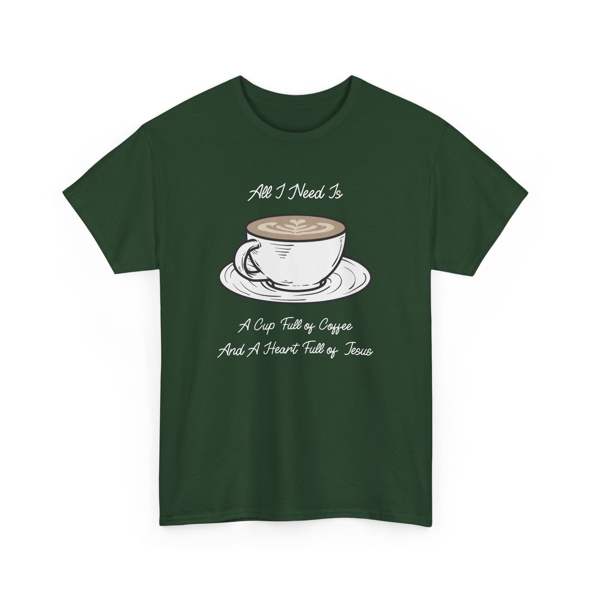 Unisex Heavy Cotton Tee with Coffee and Faith Design - Perfect for Coffee Lovers, Christians, Gifts, Casual Wear, and Everyday Comfort