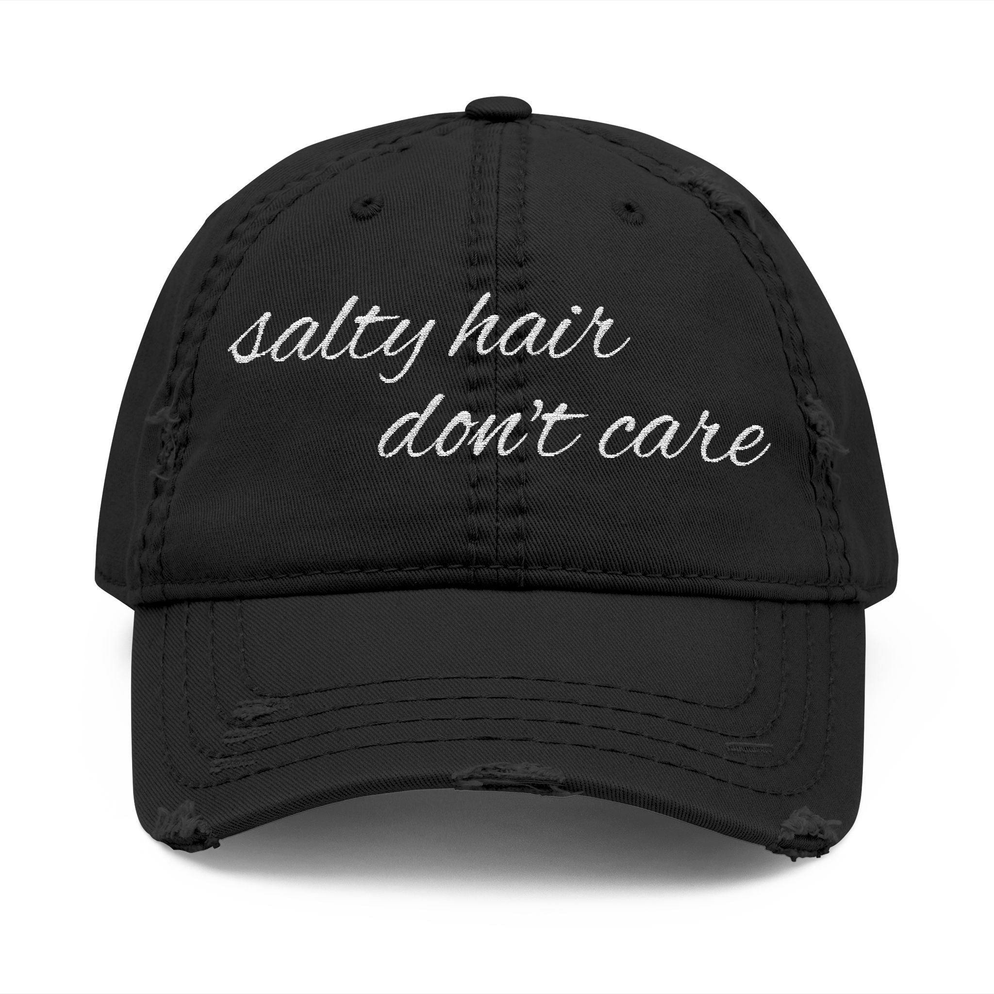 Distressed Dad Hat - Salty Hair, Don't Care, Embroidered Cap for Beach Lovers, Casual Wear, Summer Accessory, Gift for Dad