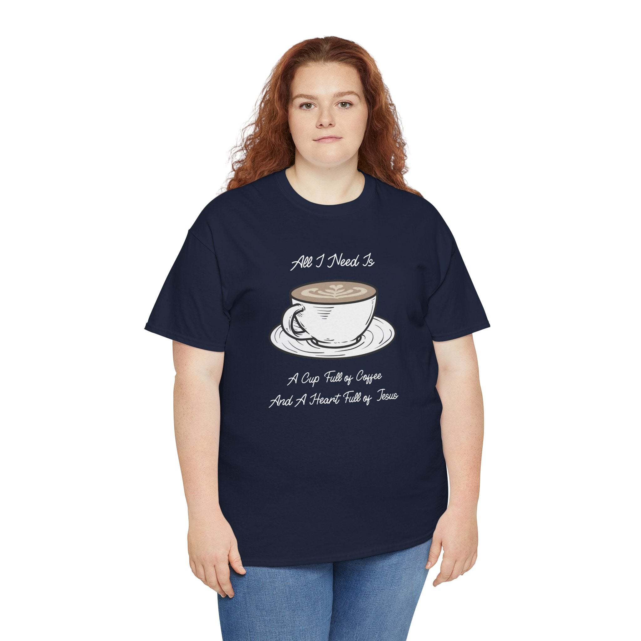 Unisex Heavy Cotton Tee with Coffee and Faith Design - Perfect for Coffee Lovers, Christians, Gifts, Casual Wear, and Everyday Comfort