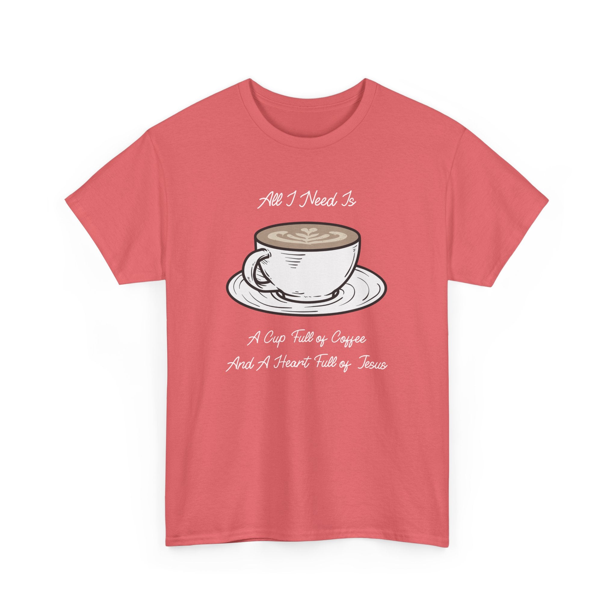 Unisex Heavy Cotton Tee with Coffee and Faith Design - Perfect for Coffee Lovers, Christians, Gifts, Casual Wear, and Everyday Comfort