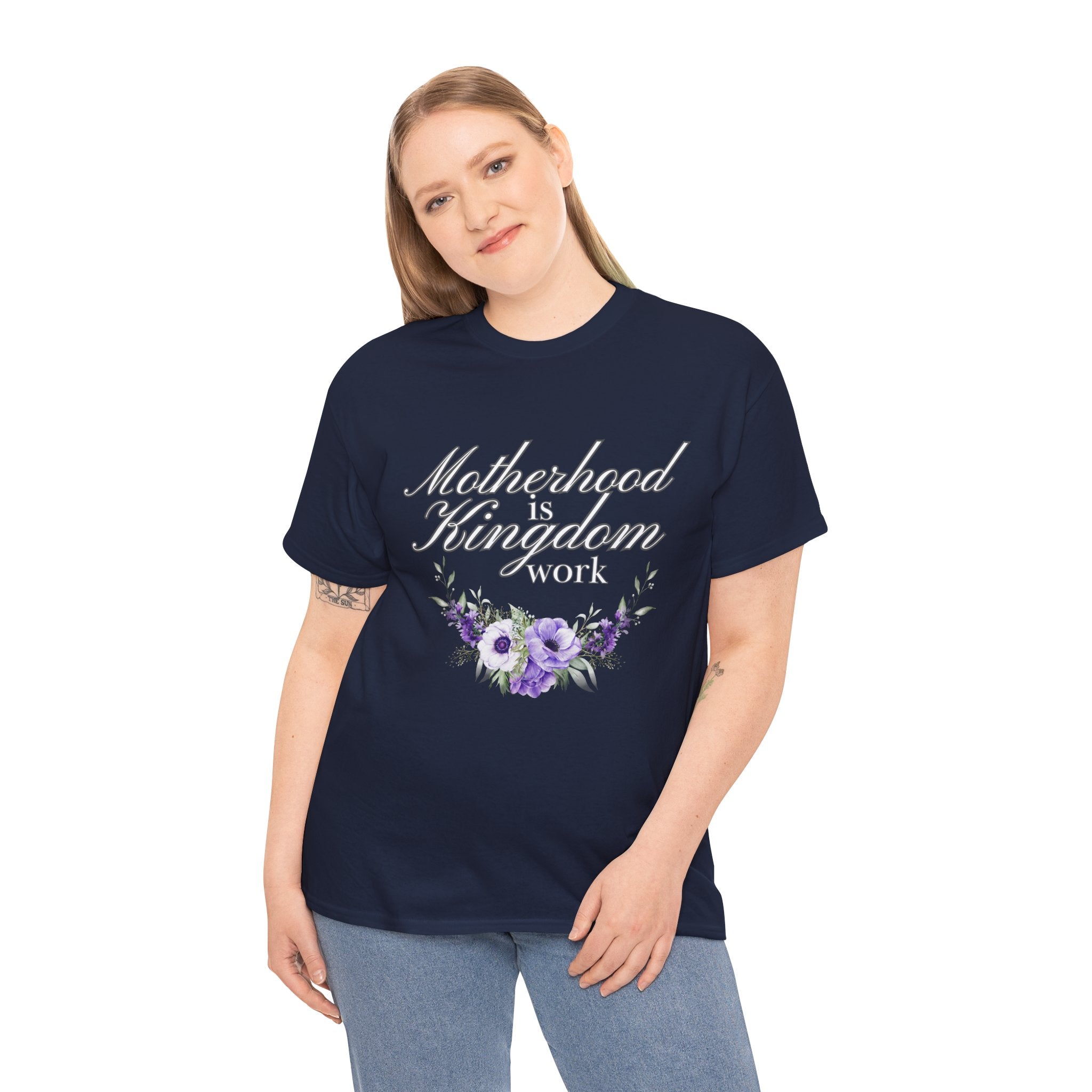 Motherhood is Kingdom Work Unisex Tee - Celebrate Motherhood, Gift for Moms, Cute Floral Design, Relaxed Fit, Everyday Wear