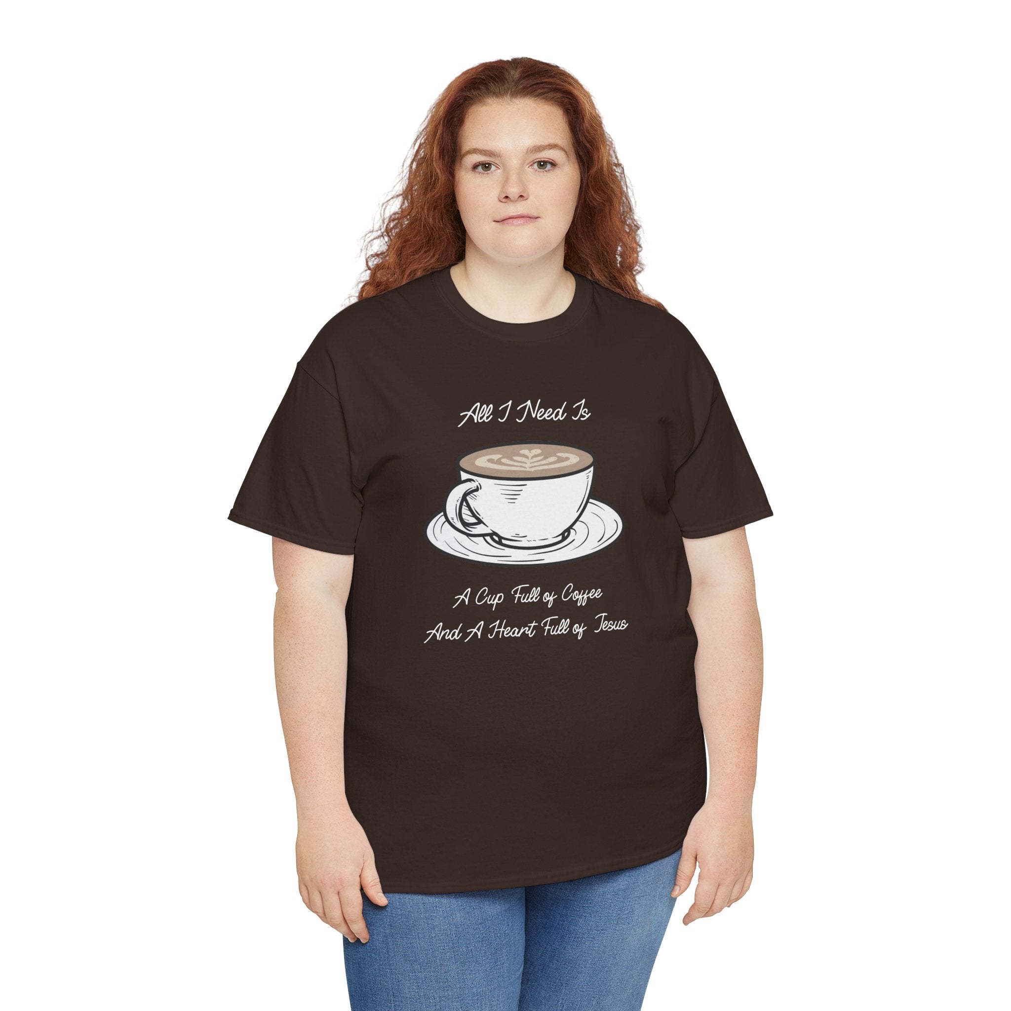 Unisex Heavy Cotton Tee with Coffee and Faith Design - Perfect for Coffee Lovers, Christians, Gifts, Casual Wear, and Everyday Comfort