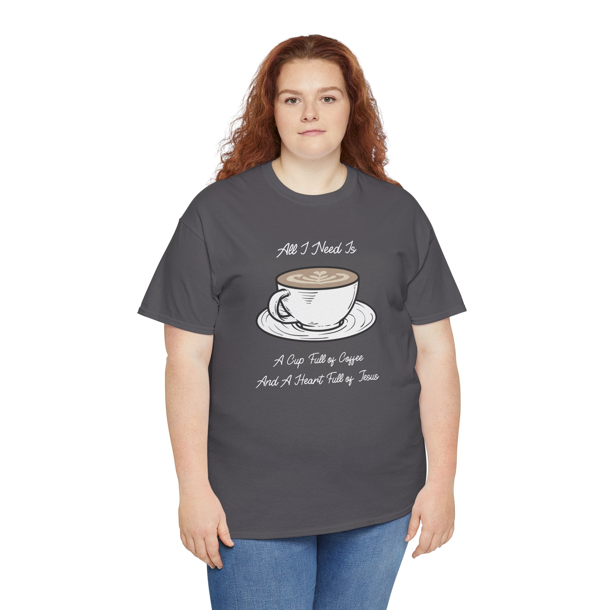 Unisex Heavy Cotton Tee with Coffee and Faith Design - Perfect for Coffee Lovers, Christians, Gifts, Casual Wear, and Everyday Comfort