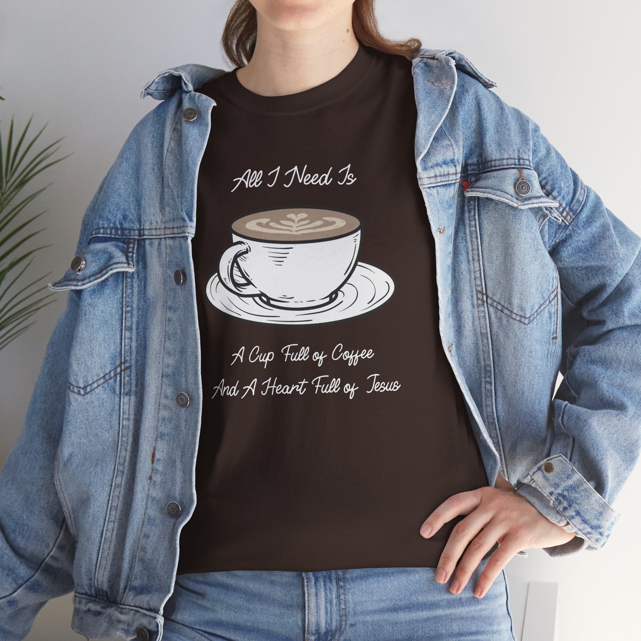 Unisex Heavy Cotton Tee with Coffee and Faith Design - Perfect for Coffee Lovers, Christians, Gifts, Casual Wear, and Everyday Comfort