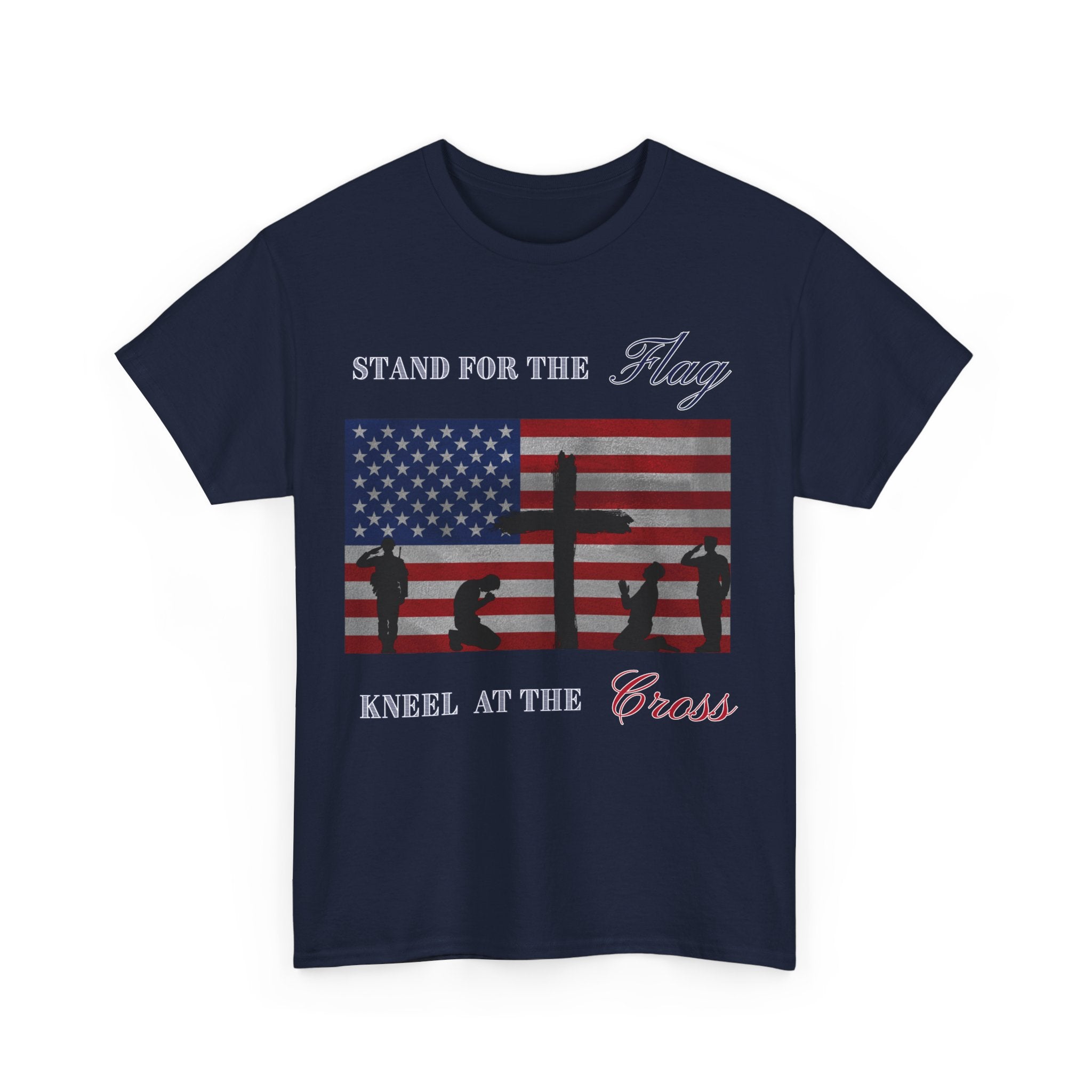 Patriotic Faith Unisex Heavy Cotton Tee, Stand for the Flag Shirt, Christian Style Tee, Independence Day Gift, Faith Based Apparel