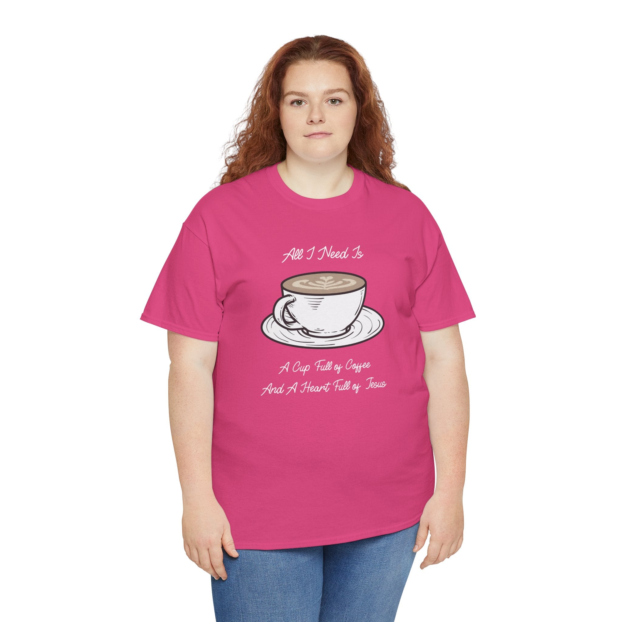 Unisex Heavy Cotton Tee with Coffee and Faith Design - Perfect for Coffee Lovers, Christians, Gifts, Casual Wear, and Everyday Comfort