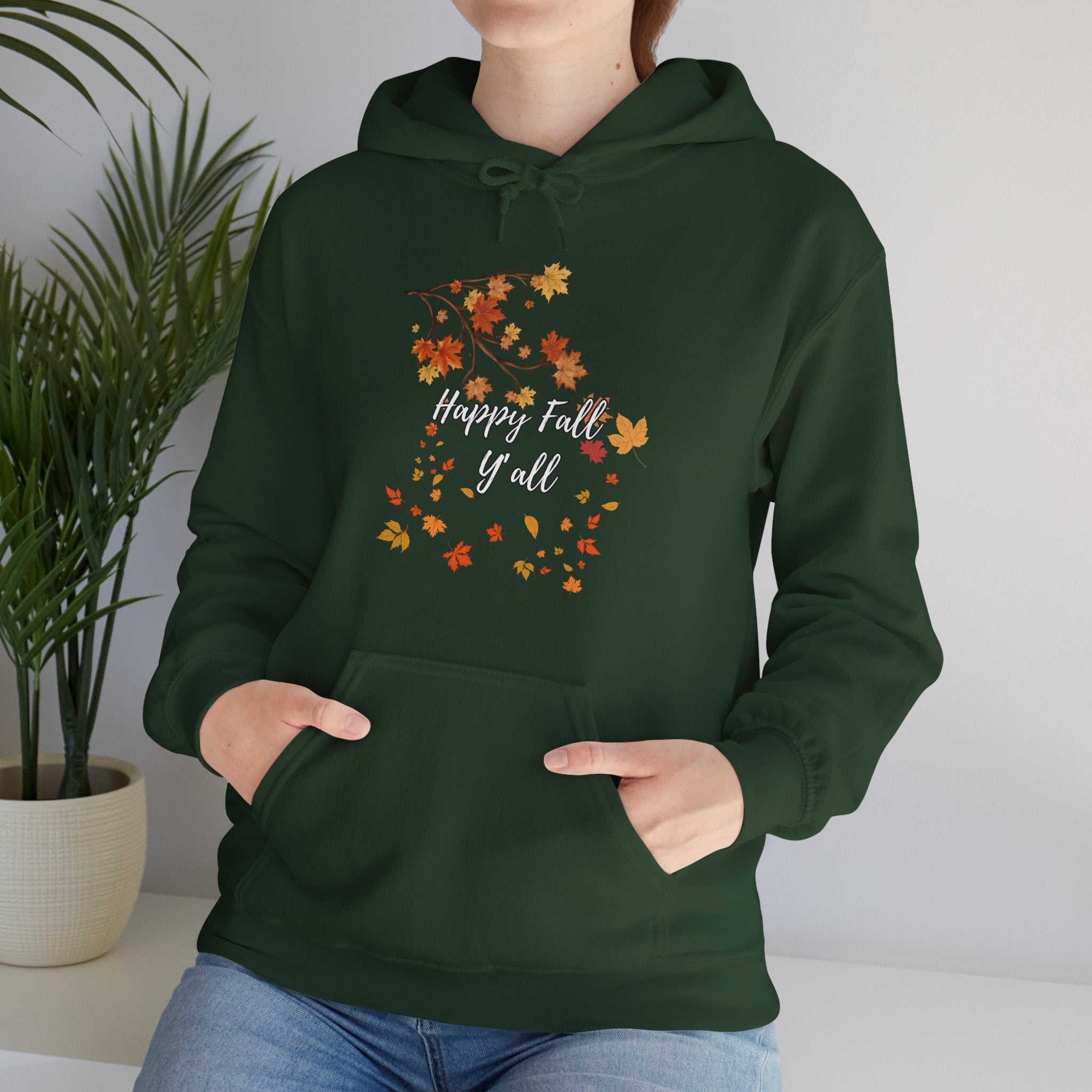 Happy Fall Y'all Hoodie - Cozy Unisex Sweatshirt for Autumn, Thanksgiving Gift, Seasonal Wear, Fall Fashion, Leaf Design