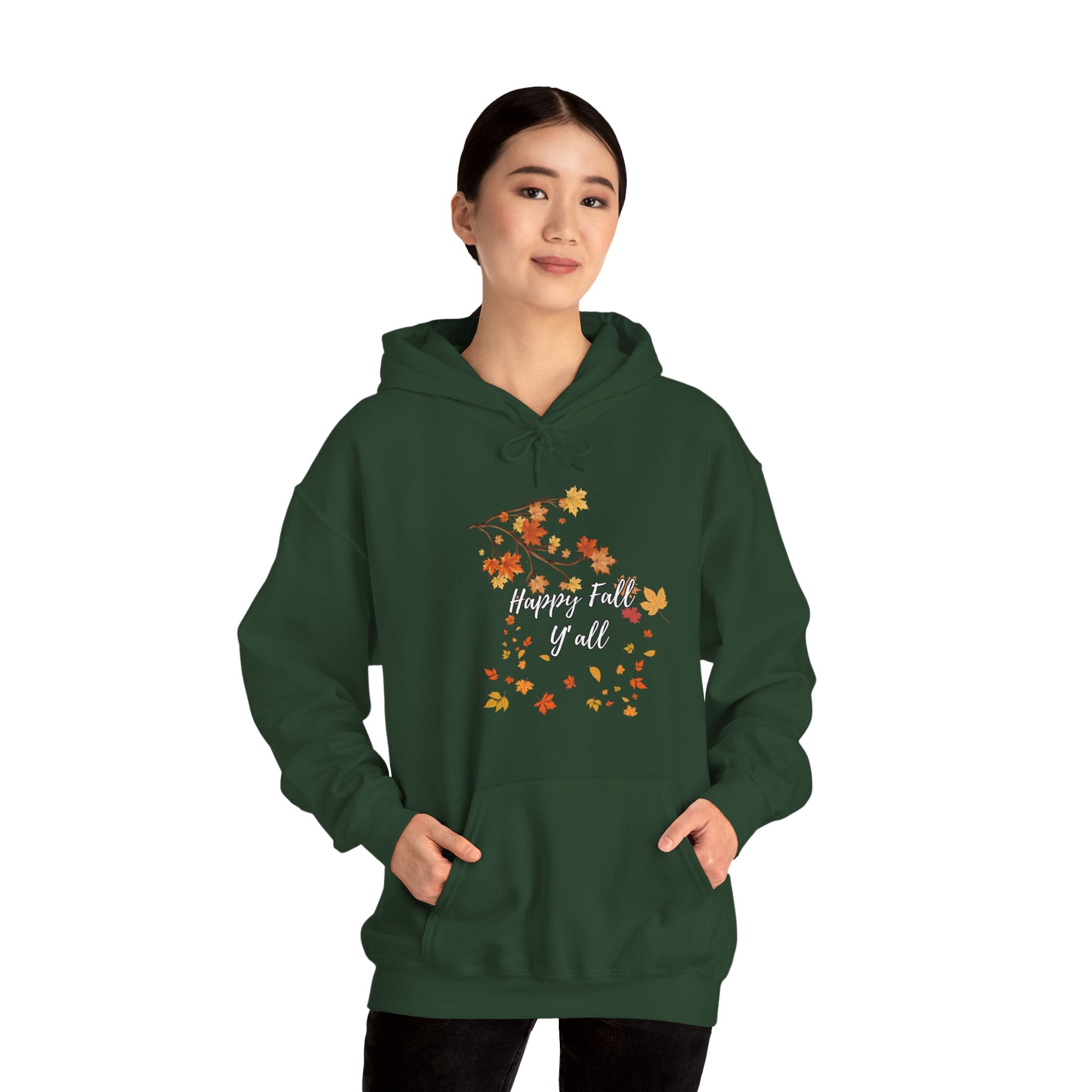 Happy Fall Y'all Hoodie - Cozy Unisex Sweatshirt for Autumn, Thanksgiving Gift, Seasonal Wear, Fall Fashion, Leaf Design