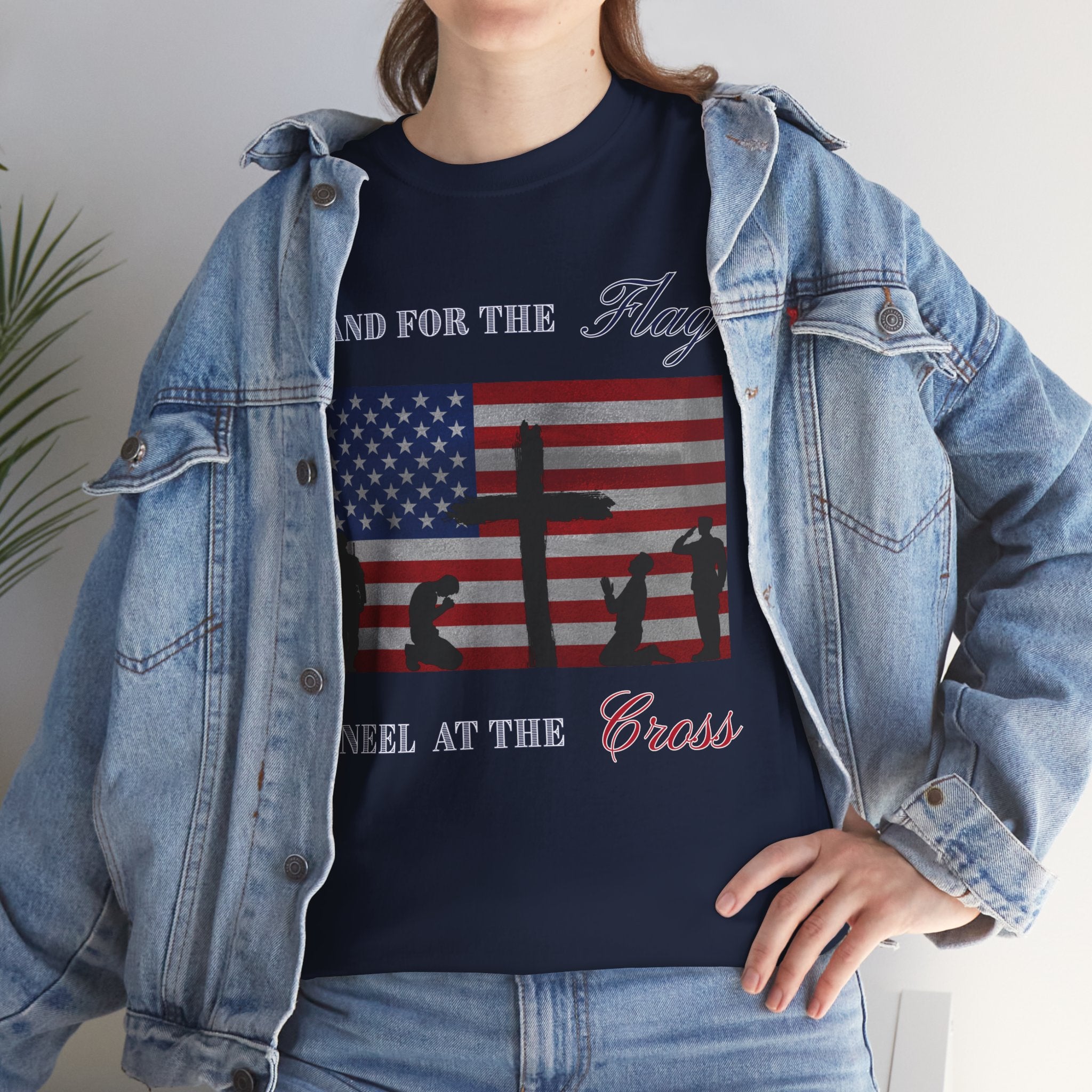 Patriotic Faith Unisex Heavy Cotton Tee, Stand for the Flag Shirt, Christian Style Tee, Independence Day Gift, Faith Based Apparel