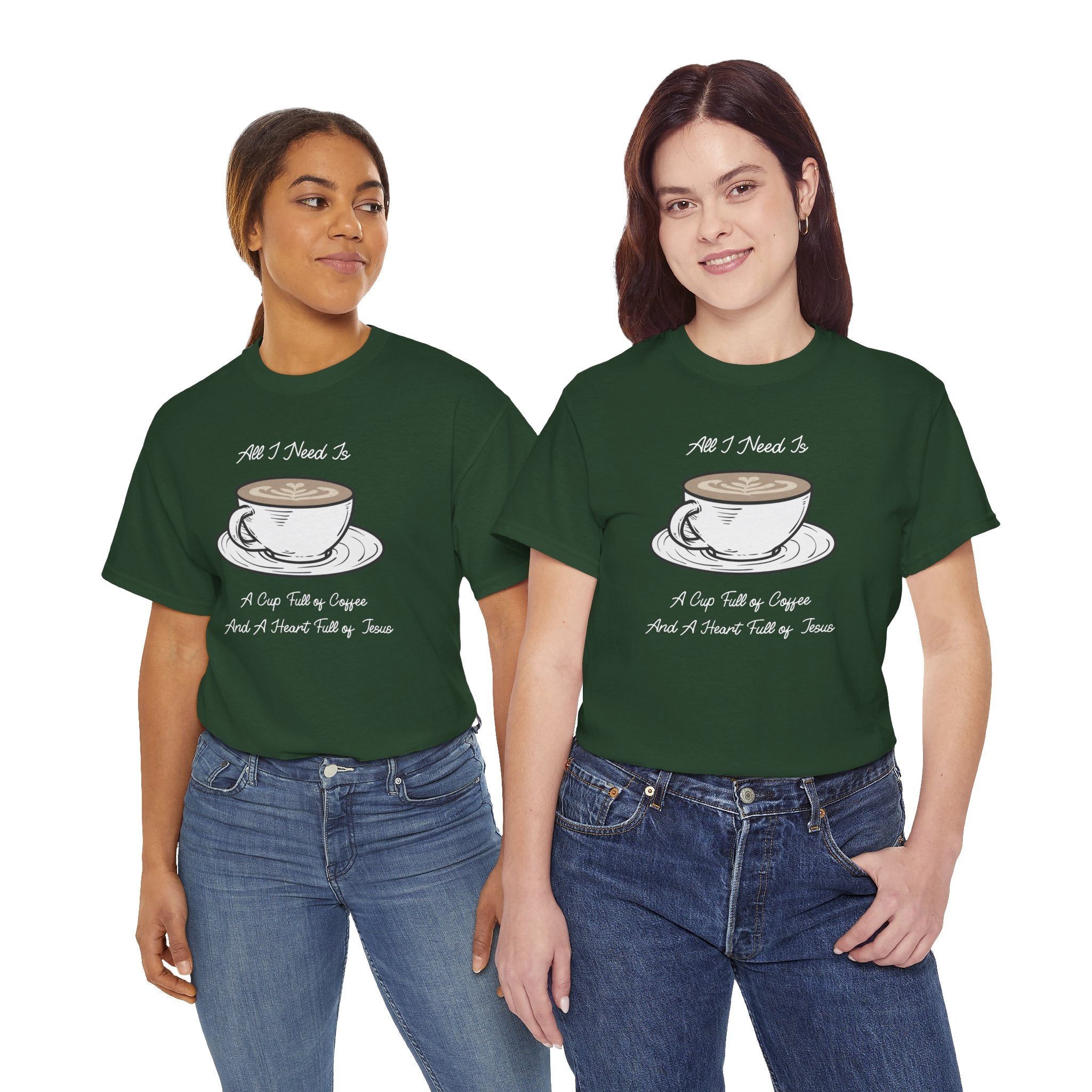 Unisex Heavy Cotton Tee with Coffee and Faith Design - Perfect for Coffee Lovers, Christians, Gifts, Casual Wear, and Everyday Comfort