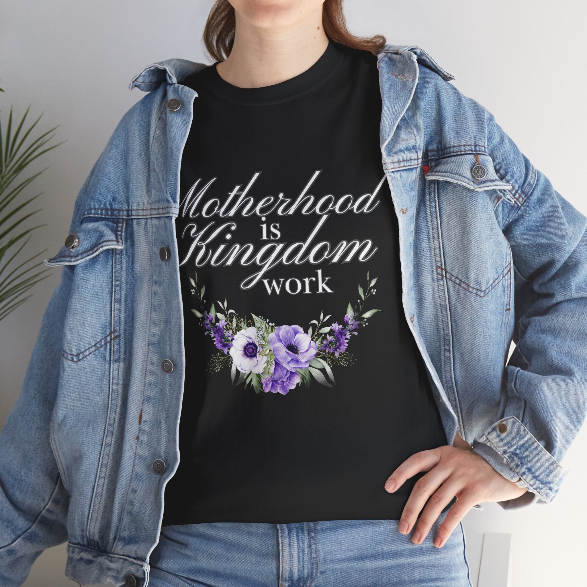 Motherhood is Kingdom Work Unisex Tee - Celebrate Motherhood, Gift for Moms, Cute Floral Design, Relaxed Fit, Everyday Wear