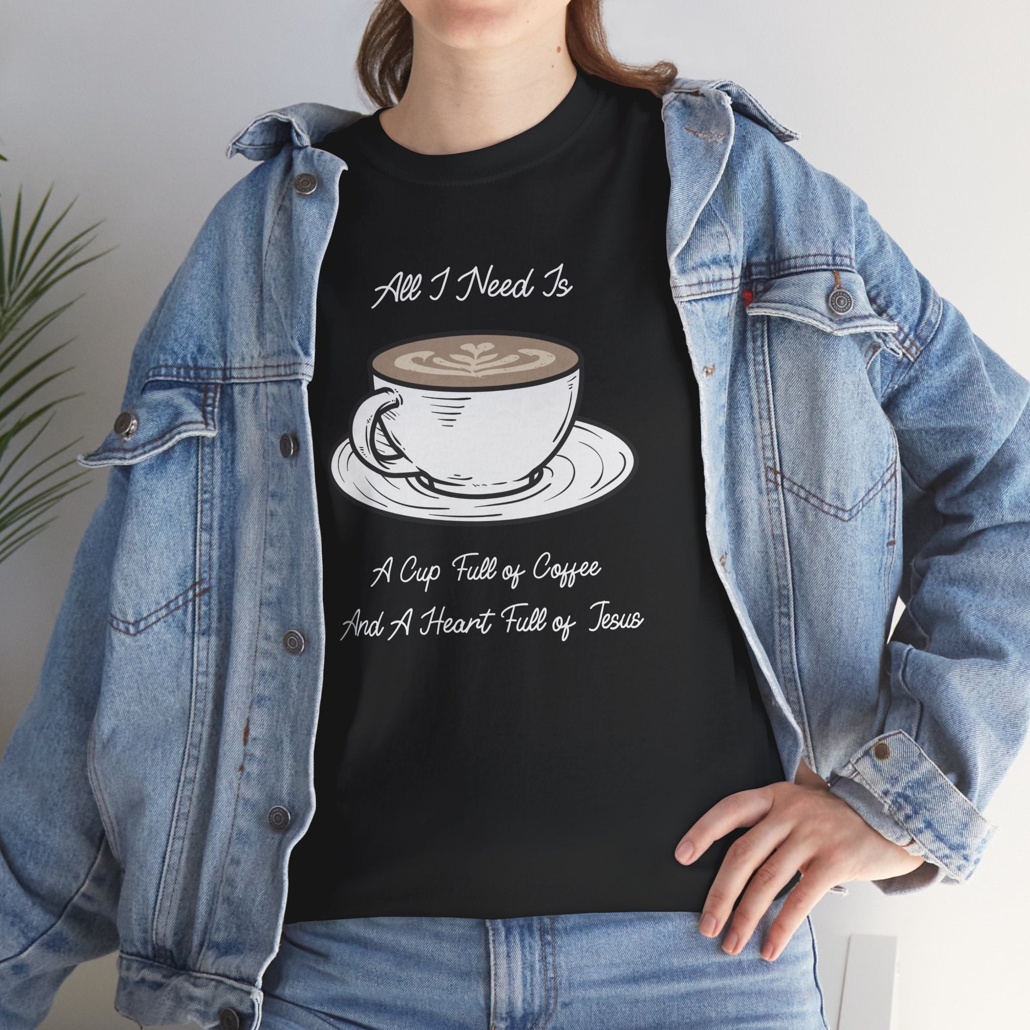 Unisex Heavy Cotton Tee with Coffee and Faith Design - Perfect for Coffee Lovers, Christians, Gifts, Casual Wear, and Everyday Comfort