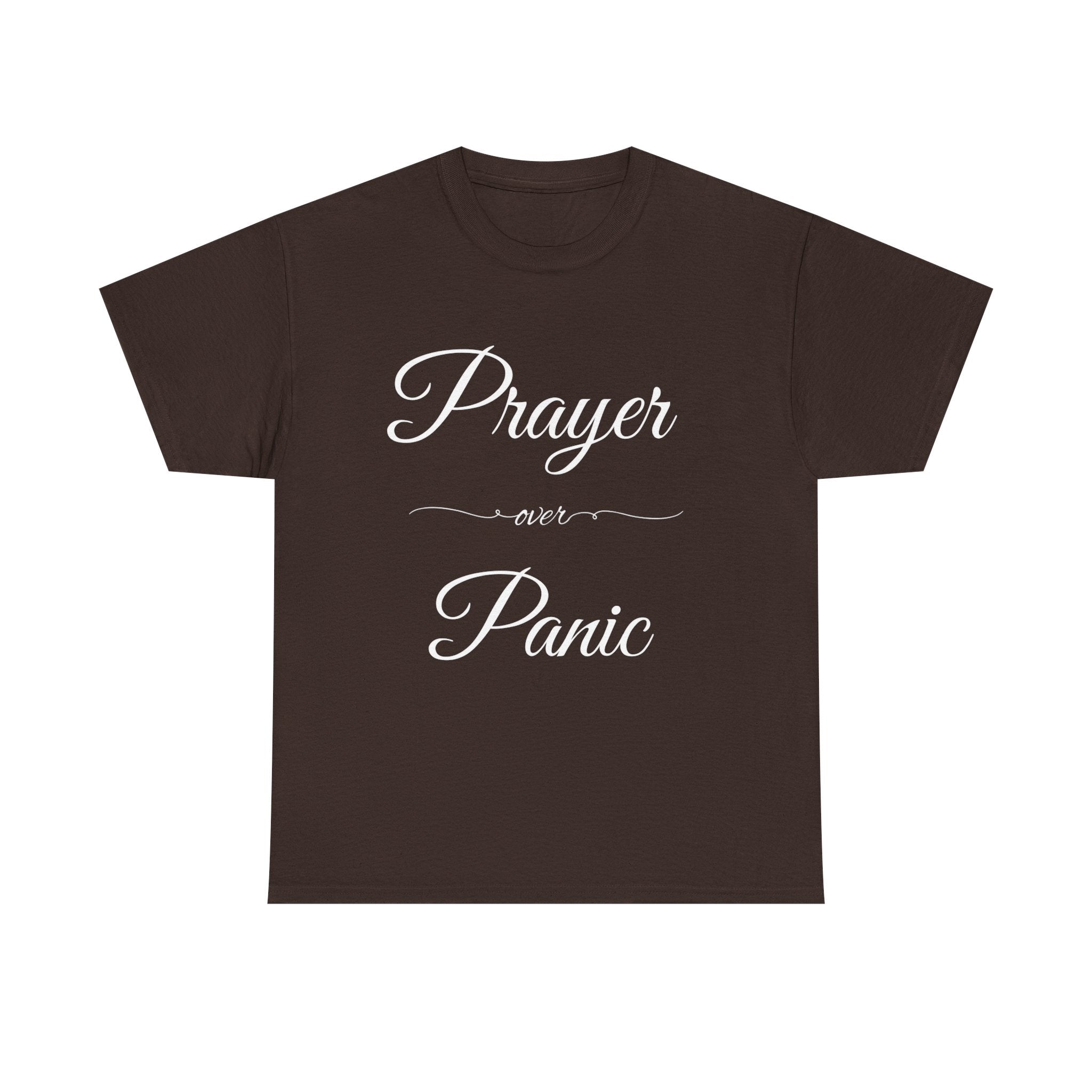 Prayer Over Panic Unisex Heavy Cotton Tee - Spiritual Comfort Shirt, Thoughtful Gift for Faith Lovers, Relaxed Style for Everyday Wear