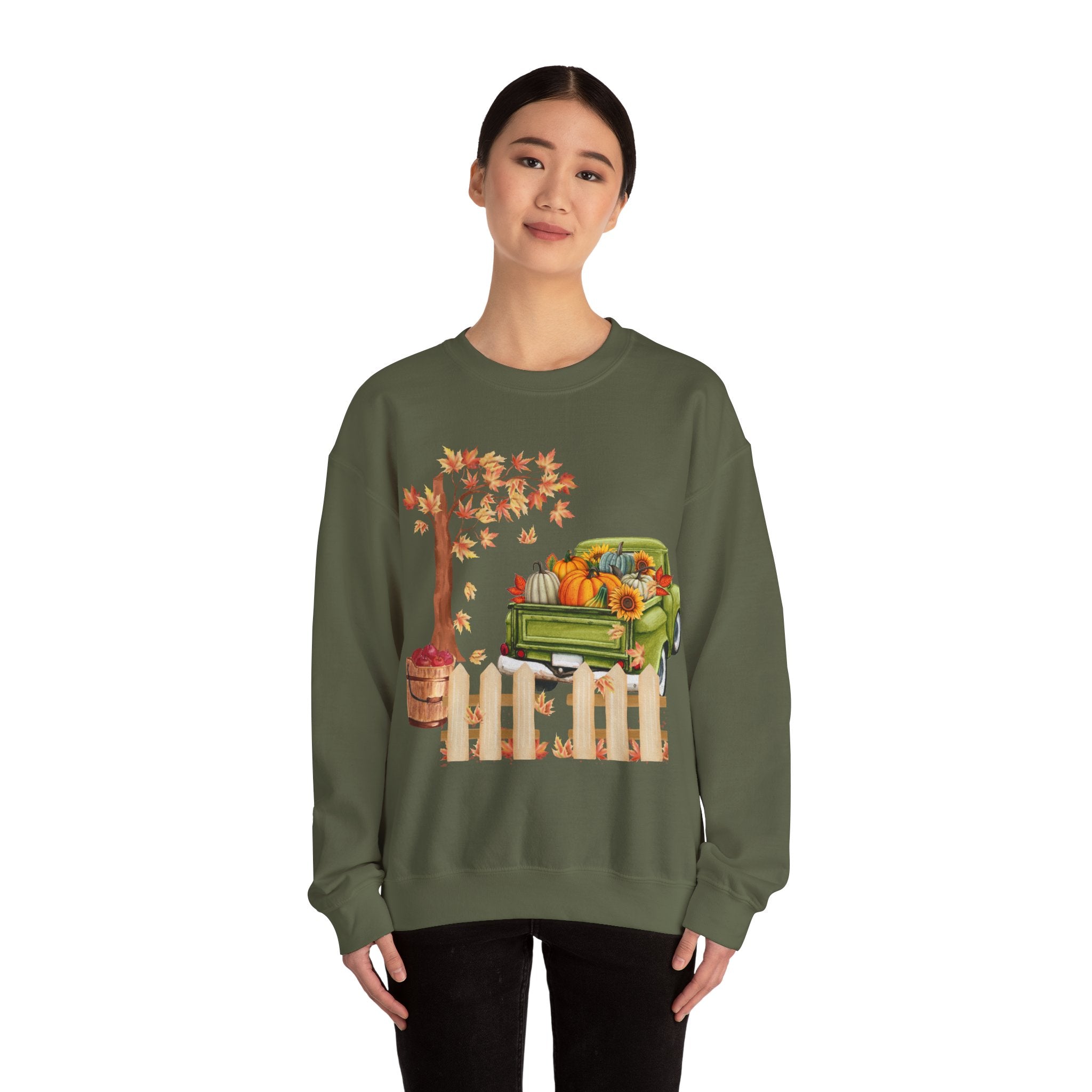 Autumn Vibes Crewneck Sweatshirt – Cozy Fall Apparel, Pumpkin Decor, Harvest Festival Fashion, Unisex Sweatshirt, Seasonal Layering
