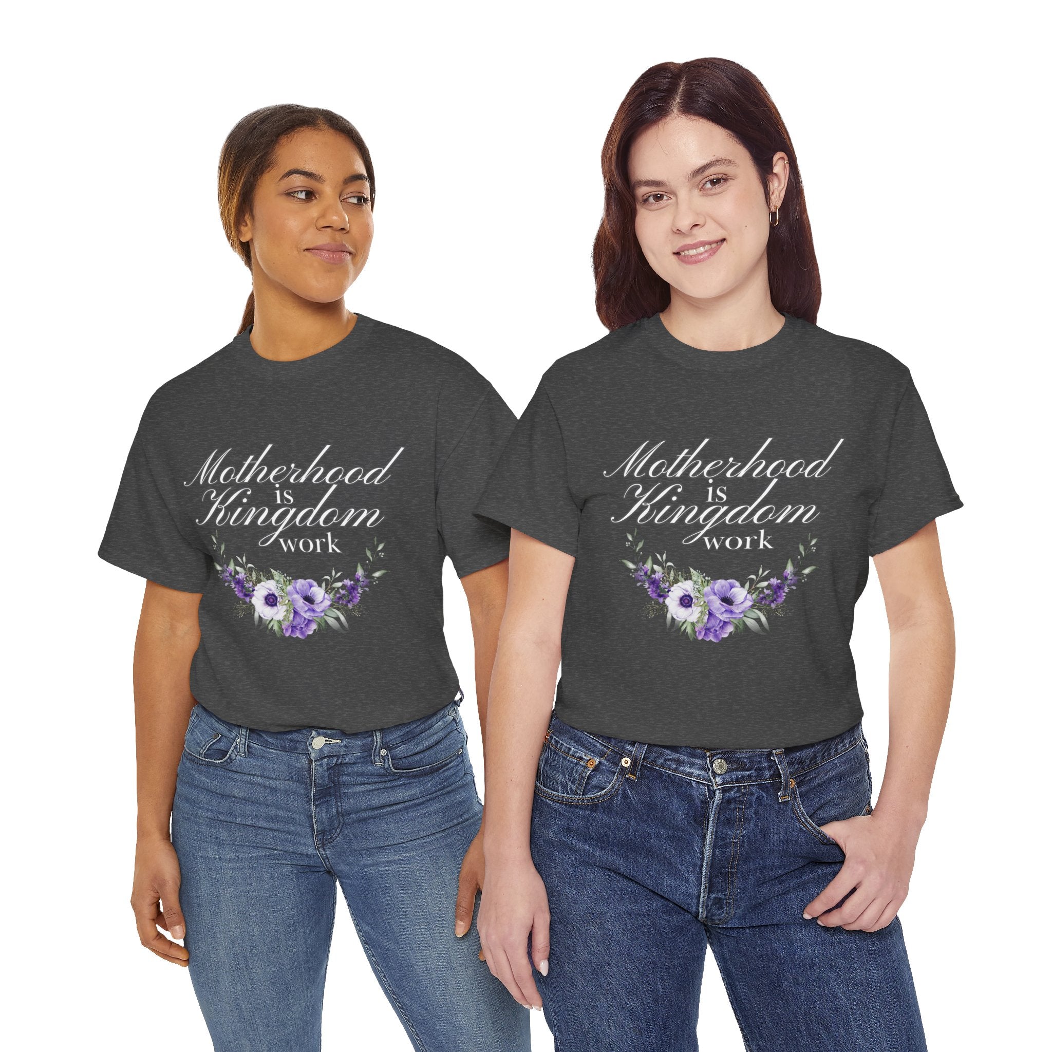 Motherhood is Kingdom Work Unisex Tee - Celebrate Motherhood, Gift for Moms, Cute Floral Design, Relaxed Fit, Everyday Wear