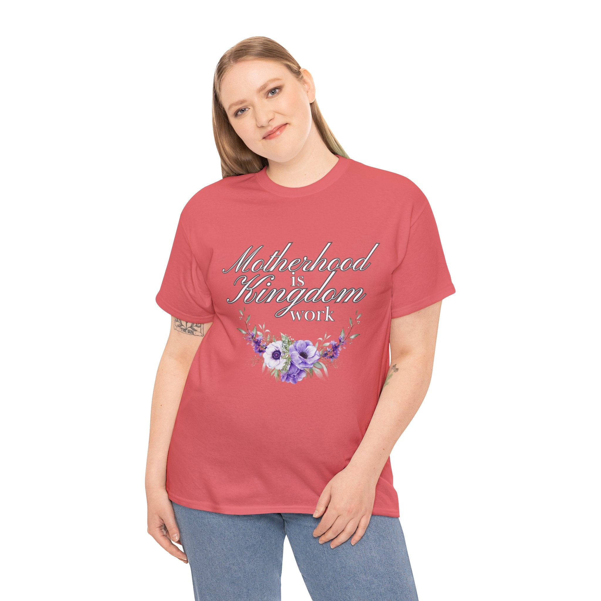 Motherhood is Kingdom Work Unisex Tee - Celebrate Motherhood, Gift for Moms, Cute Floral Design, Relaxed Fit, Everyday Wear