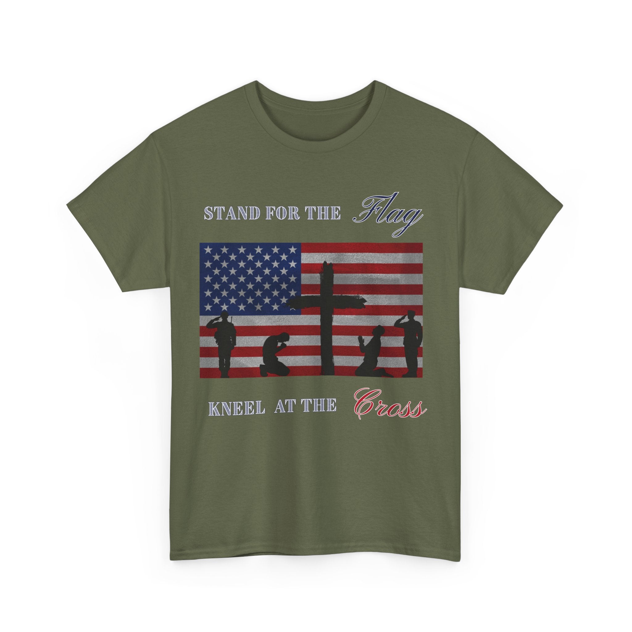 Patriotic Faith Unisex Heavy Cotton Tee, Stand for the Flag Shirt, Christian Style Tee, Independence Day Gift, Faith Based Apparel