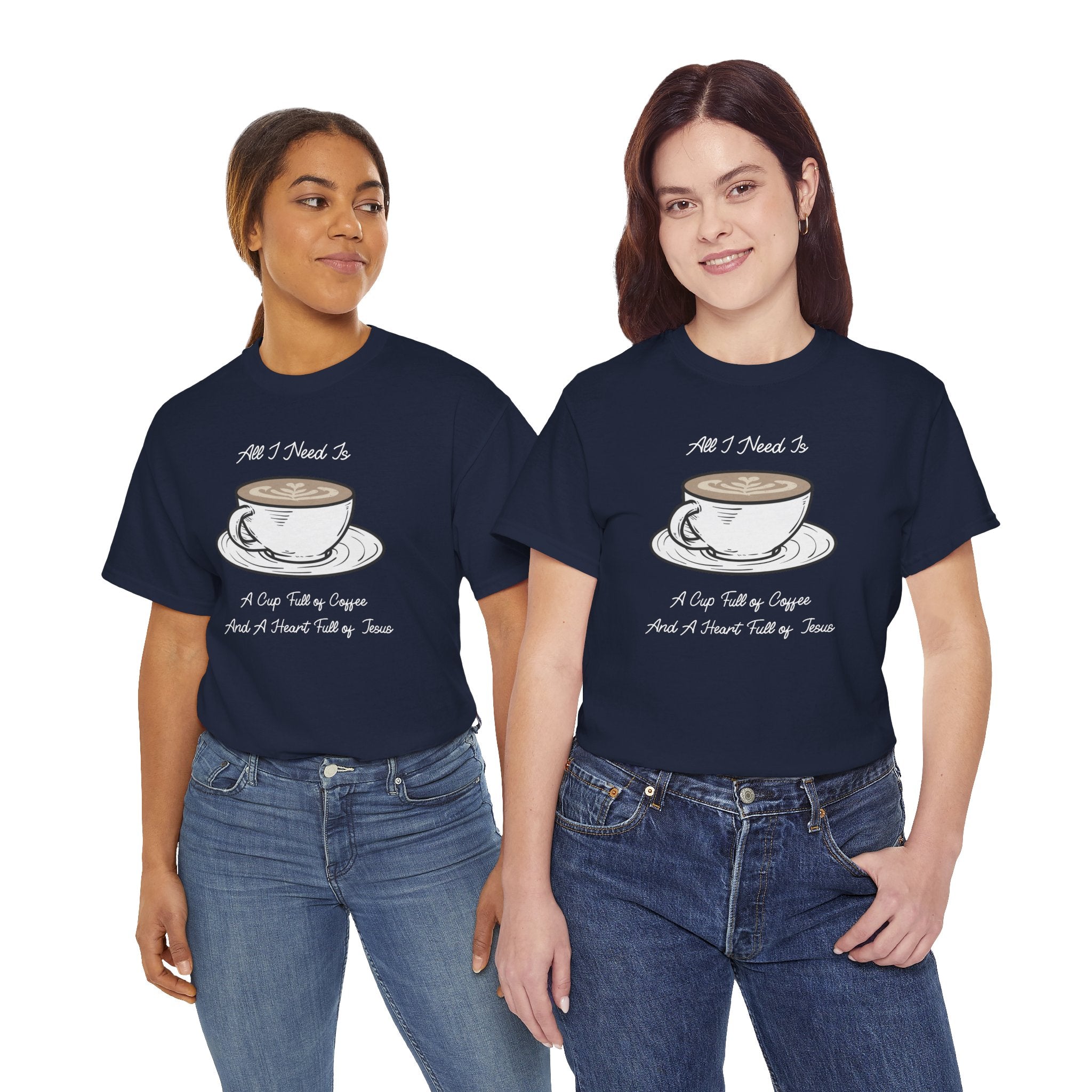 Unisex Heavy Cotton Tee with Coffee and Faith Design - Perfect for Coffee Lovers, Christians, Gifts, Casual Wear, and Everyday Comfort