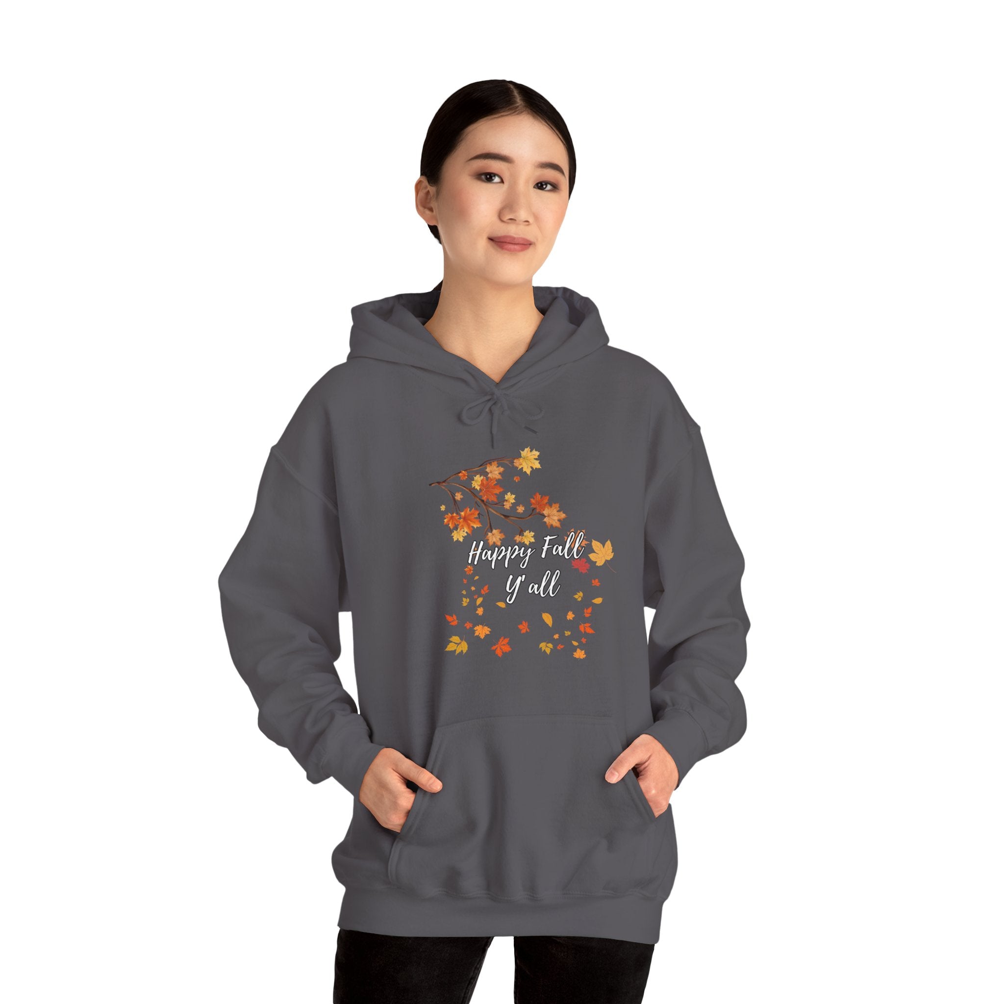 Happy Fall Y'all Hoodie - Cozy Unisex Sweatshirt for Autumn, Thanksgiving Gift, Seasonal Wear, Fall Fashion, Leaf Design