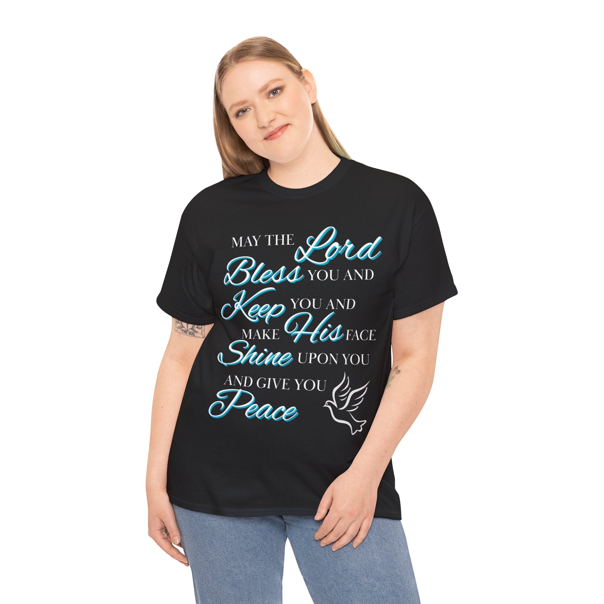 May The Lord Bless You and Keep You Faith-Inspired Unisex Heavy Cotton Tee, Inspirational Graphic Shirt, Christian Gift, Casual Wear, Spiritual Comfort, Religious Apparel