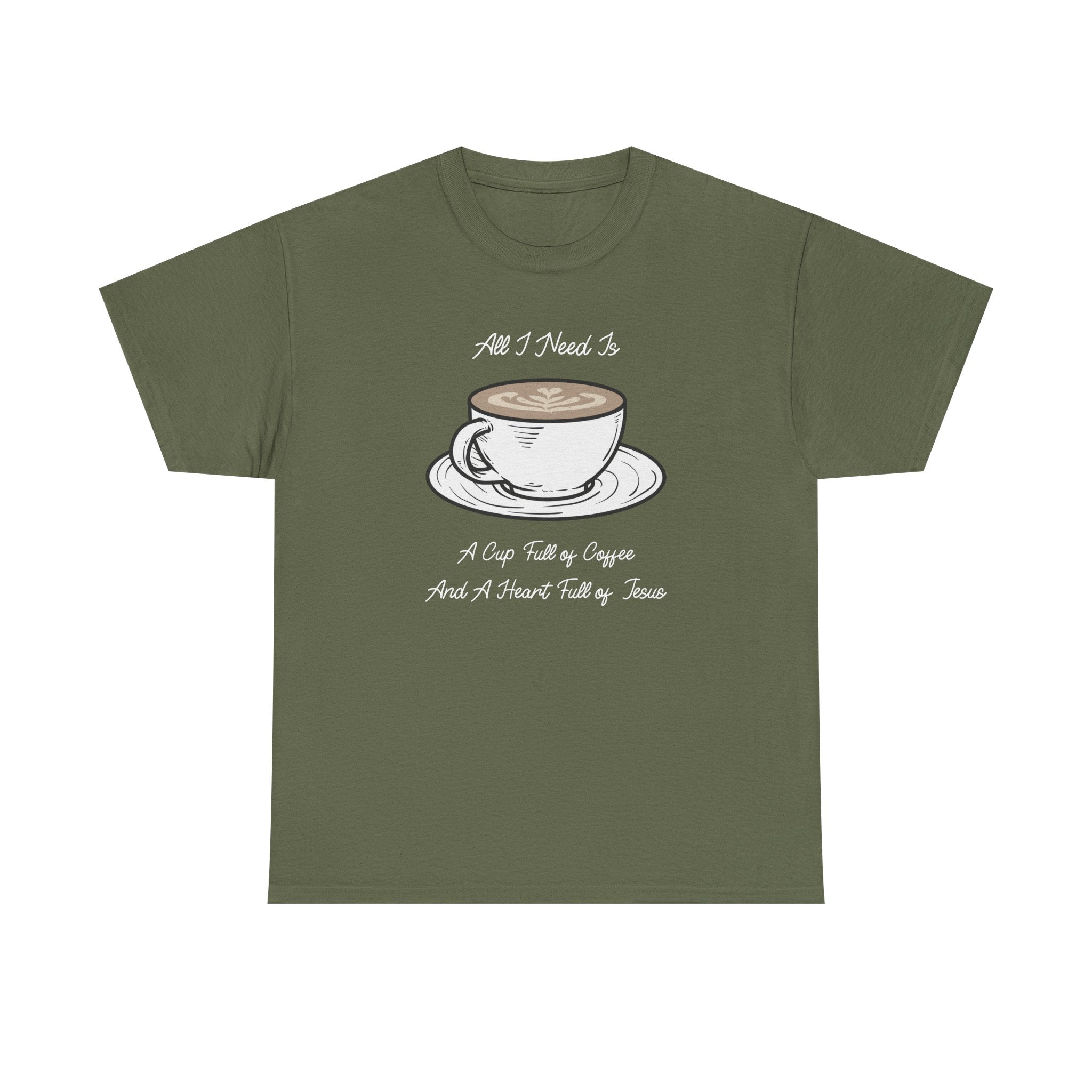 Unisex Heavy Cotton Tee with Coffee and Faith Design - Perfect for Coffee Lovers, Christians, Gifts, Casual Wear, and Everyday Comfort