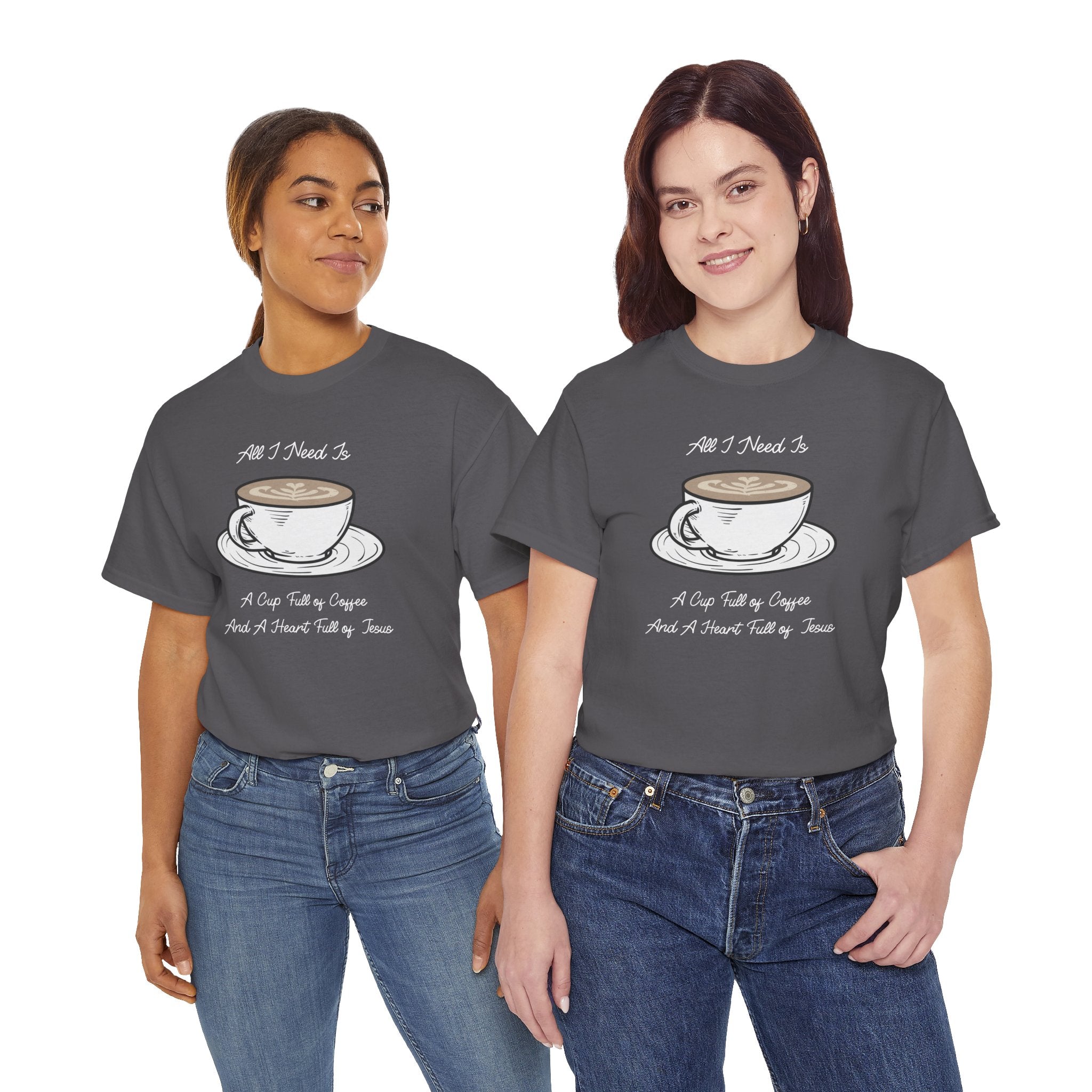 Unisex Heavy Cotton Tee with Coffee and Faith Design - Perfect for Coffee Lovers, Christians, Gifts, Casual Wear, and Everyday Comfort