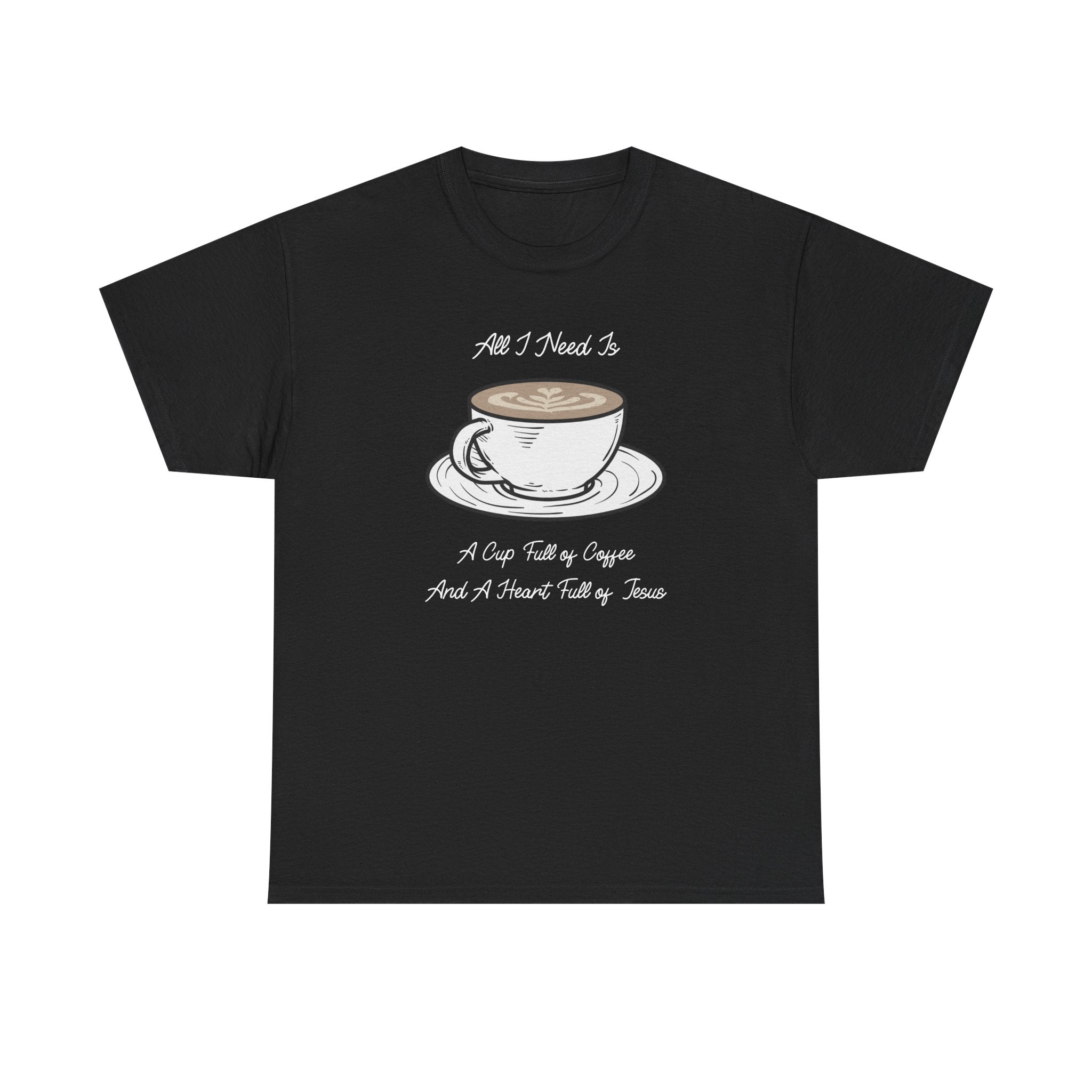 Unisex Heavy Cotton Tee with Coffee and Faith Design - Perfect for Coffee Lovers, Christians, Gifts, Casual Wear, and Everyday Comfort