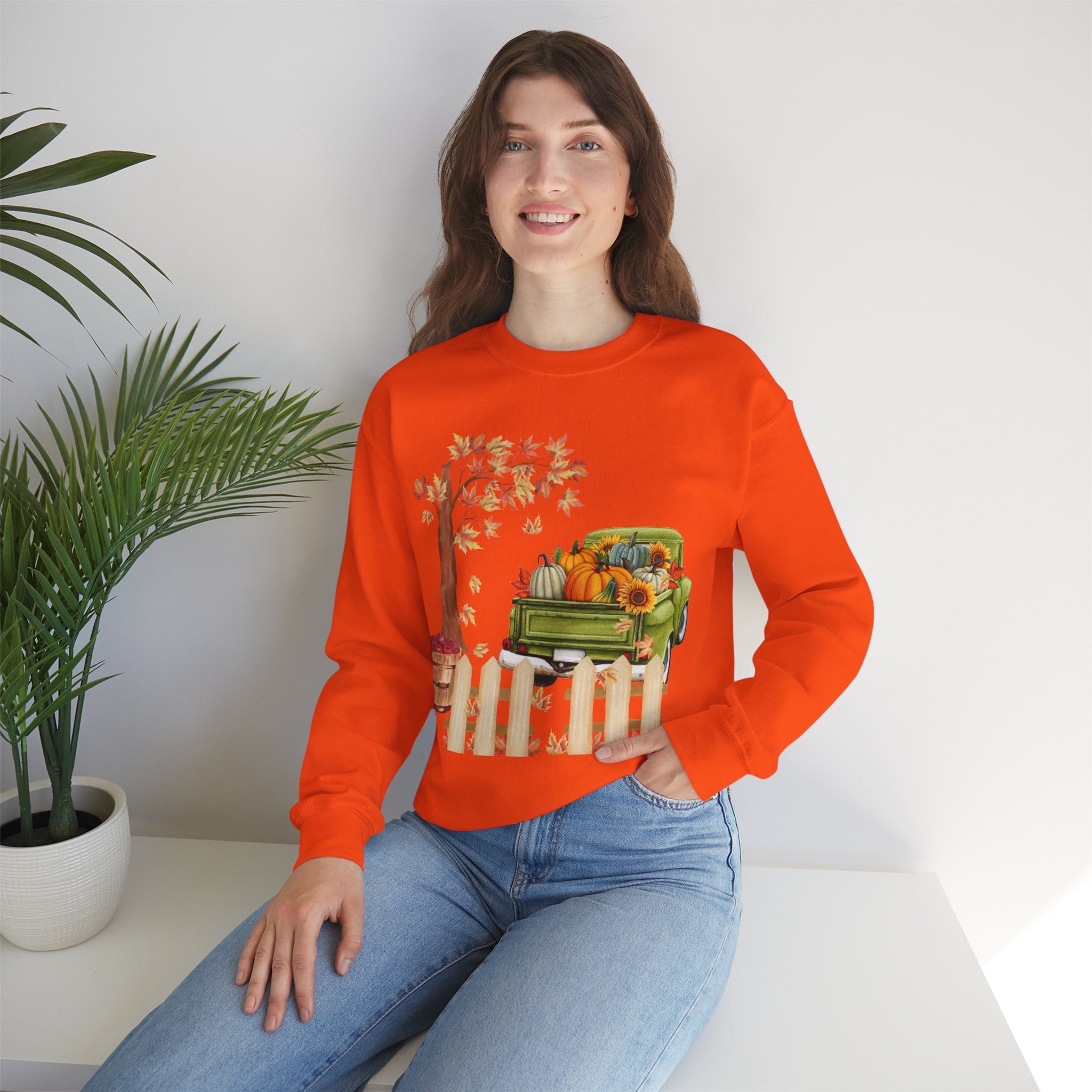 Autumn Vibes Crewneck Sweatshirt – Cozy Fall Apparel, Pumpkin Decor, Harvest Festival Fashion, Unisex Sweatshirt, Seasonal Layering