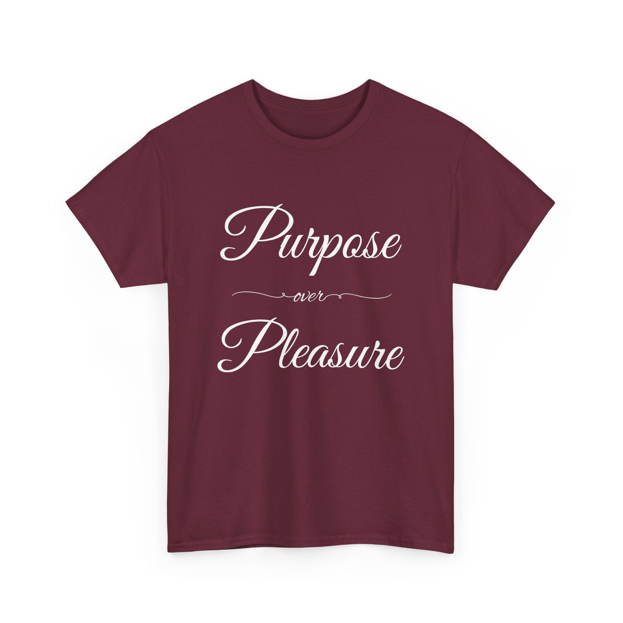Purpose Over Pleasure Unisex Heavy Cotton Tee, Casual Wear, Gifts for Her, Birthday Present, Motivational T-Shirt, Everyday Comfort