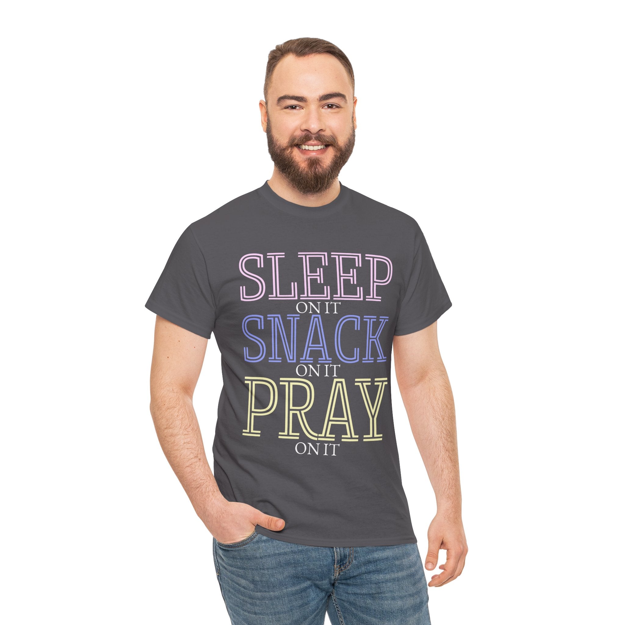 Sleep, Snack, Pray Unisex Tee - Casual Cotton Shirt for Comfort Lovers, Great for Relaxing, Gifts, Everyday Wear, Self-Care