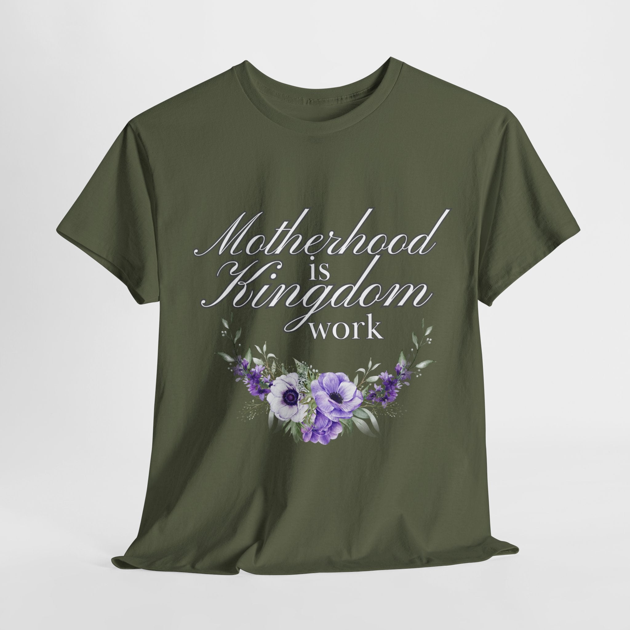 Motherhood is Kingdom Work Unisex Tee - Celebrate Motherhood, Gift for Moms, Cute Floral Design, Relaxed Fit, Everyday Wear