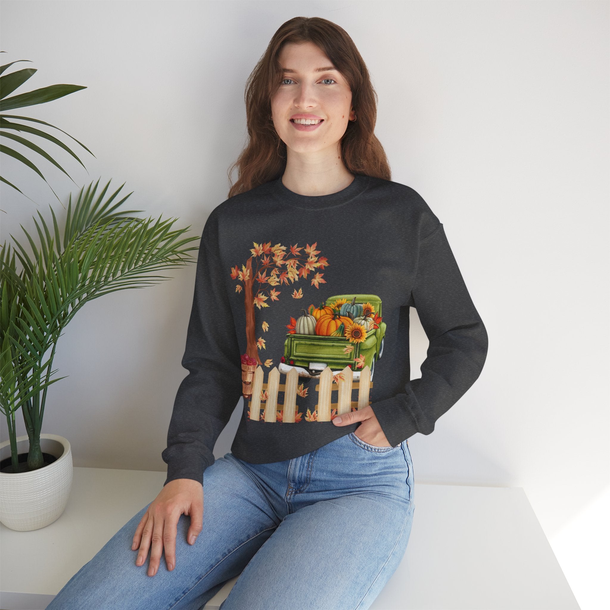 Autumn Vibes Crewneck Sweatshirt – Cozy Fall Apparel, Pumpkin Decor, Harvest Festival Fashion, Unisex Sweatshirt, Seasonal Layering