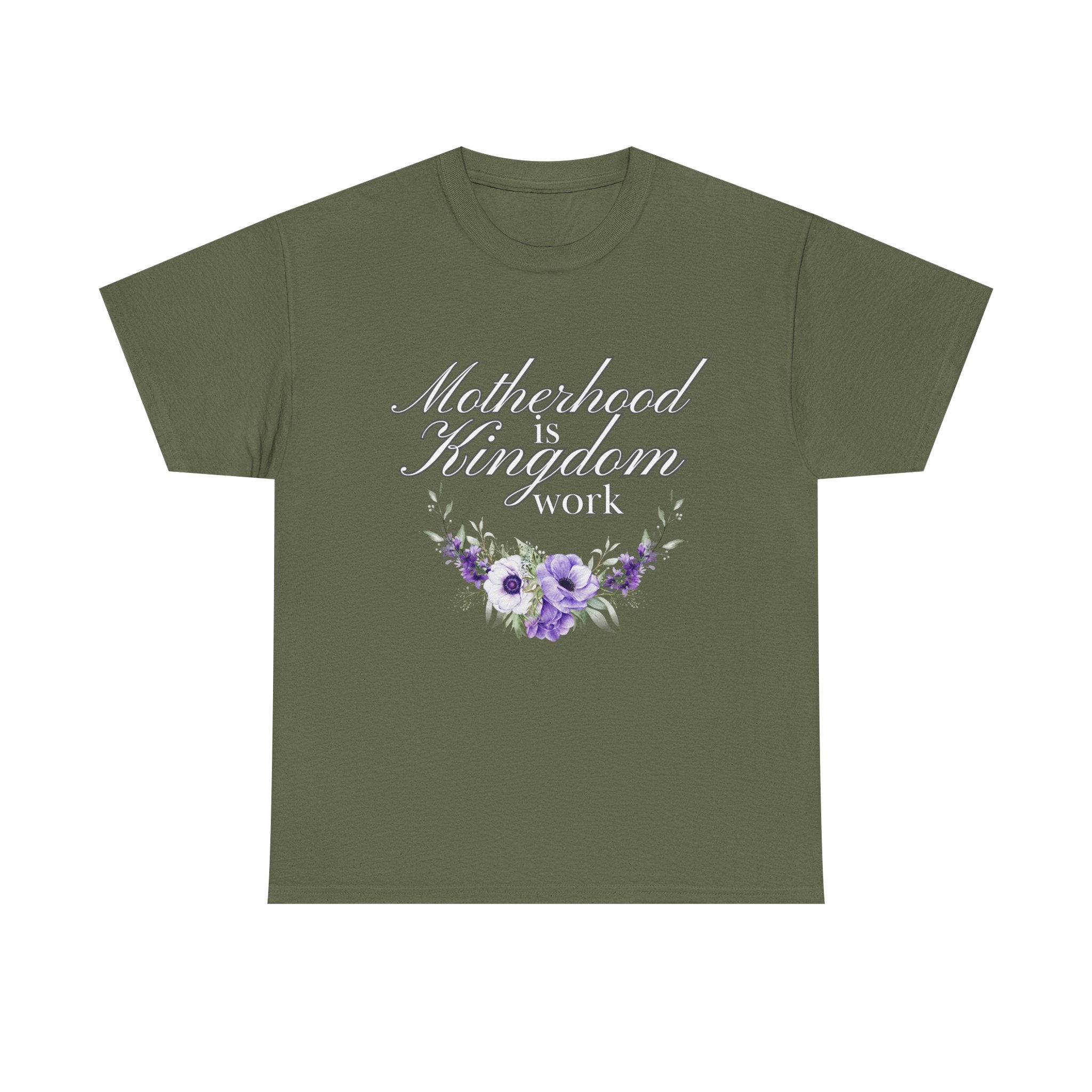 Motherhood is Kingdom Work Unisex Tee - Celebrate Motherhood, Gift for Moms, Cute Floral Design, Relaxed Fit, Everyday Wear