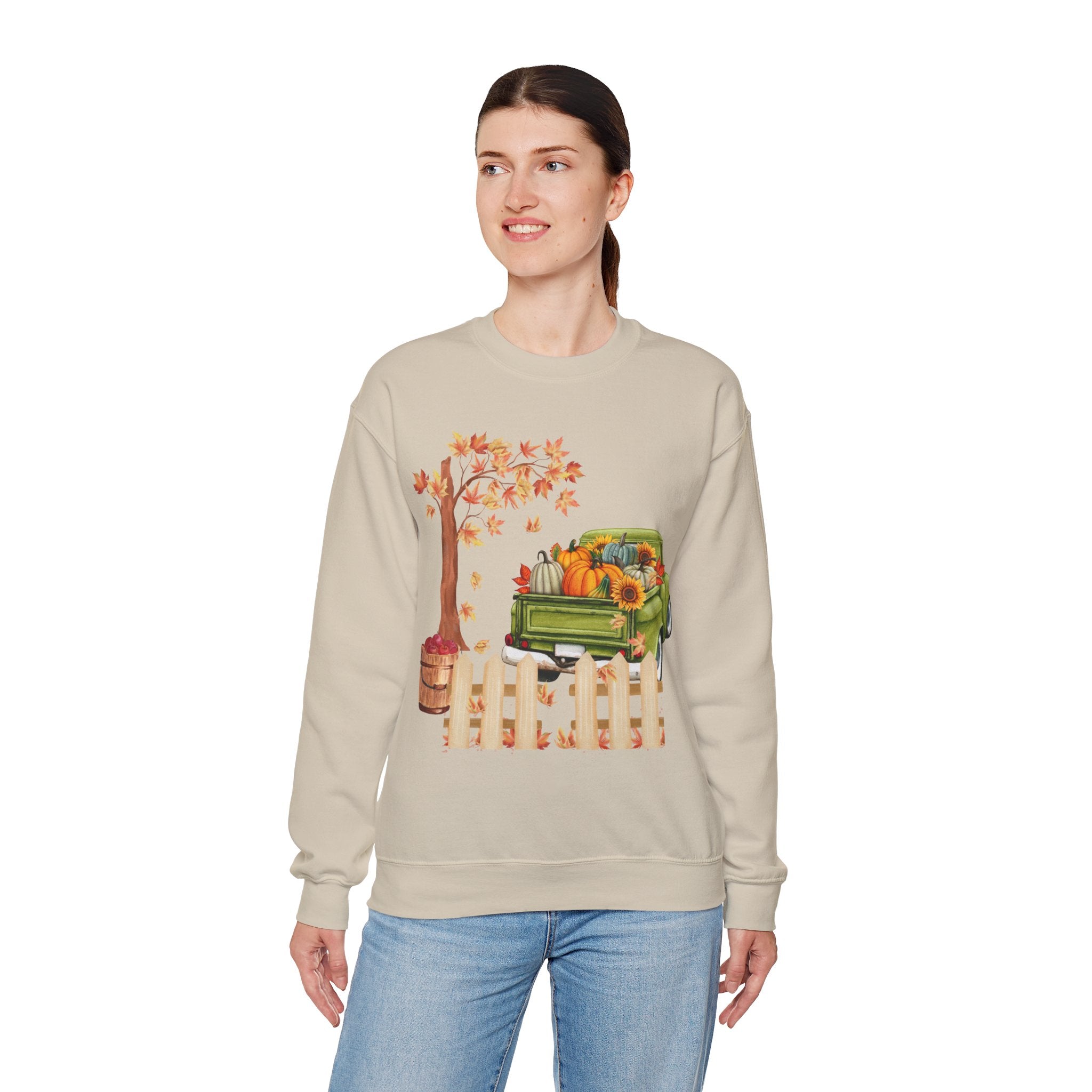 Autumn Vibes Crewneck Sweatshirt – Cozy Fall Apparel, Pumpkin Decor, Harvest Festival Fashion, Unisex Sweatshirt, Seasonal Layering